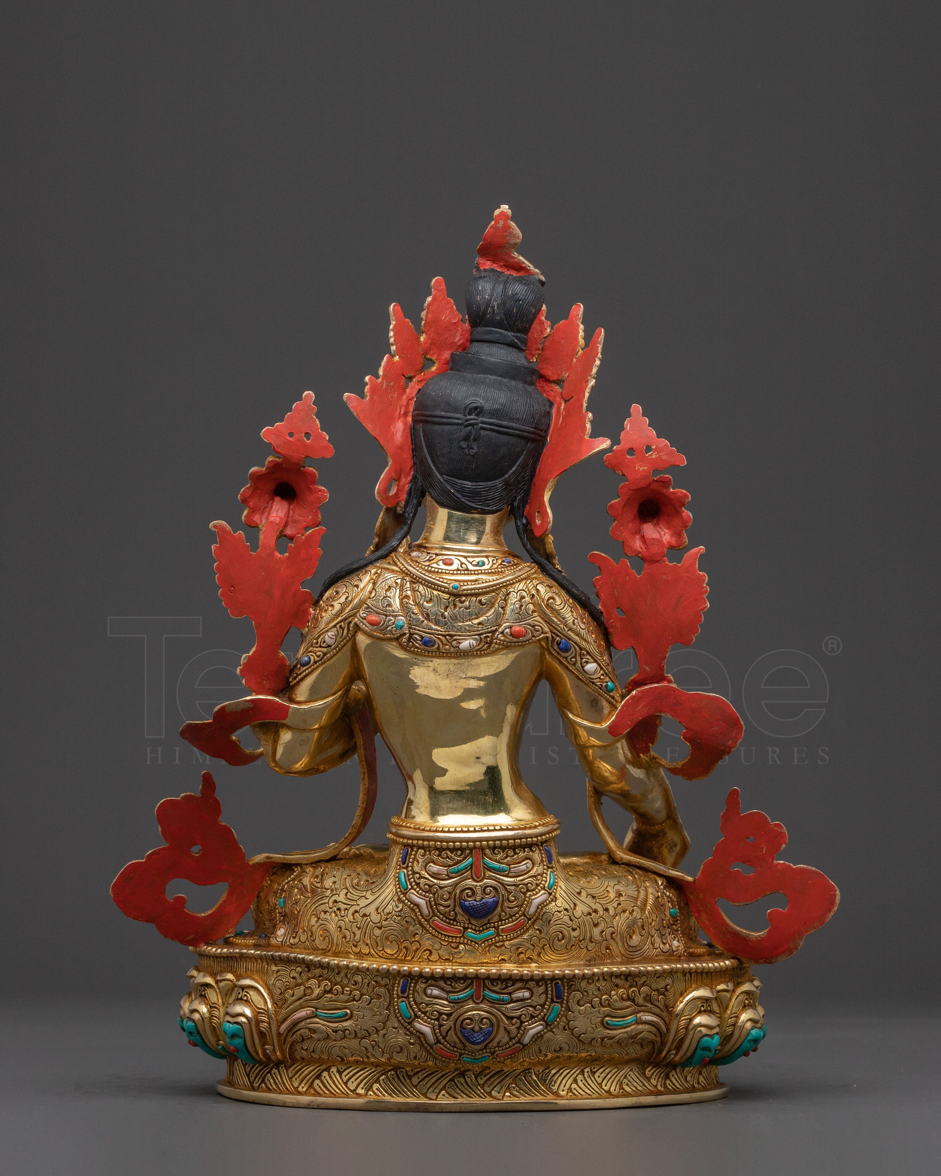Radiant Spiritual Statue of White Tara | 24K Gold Gilded Artistry