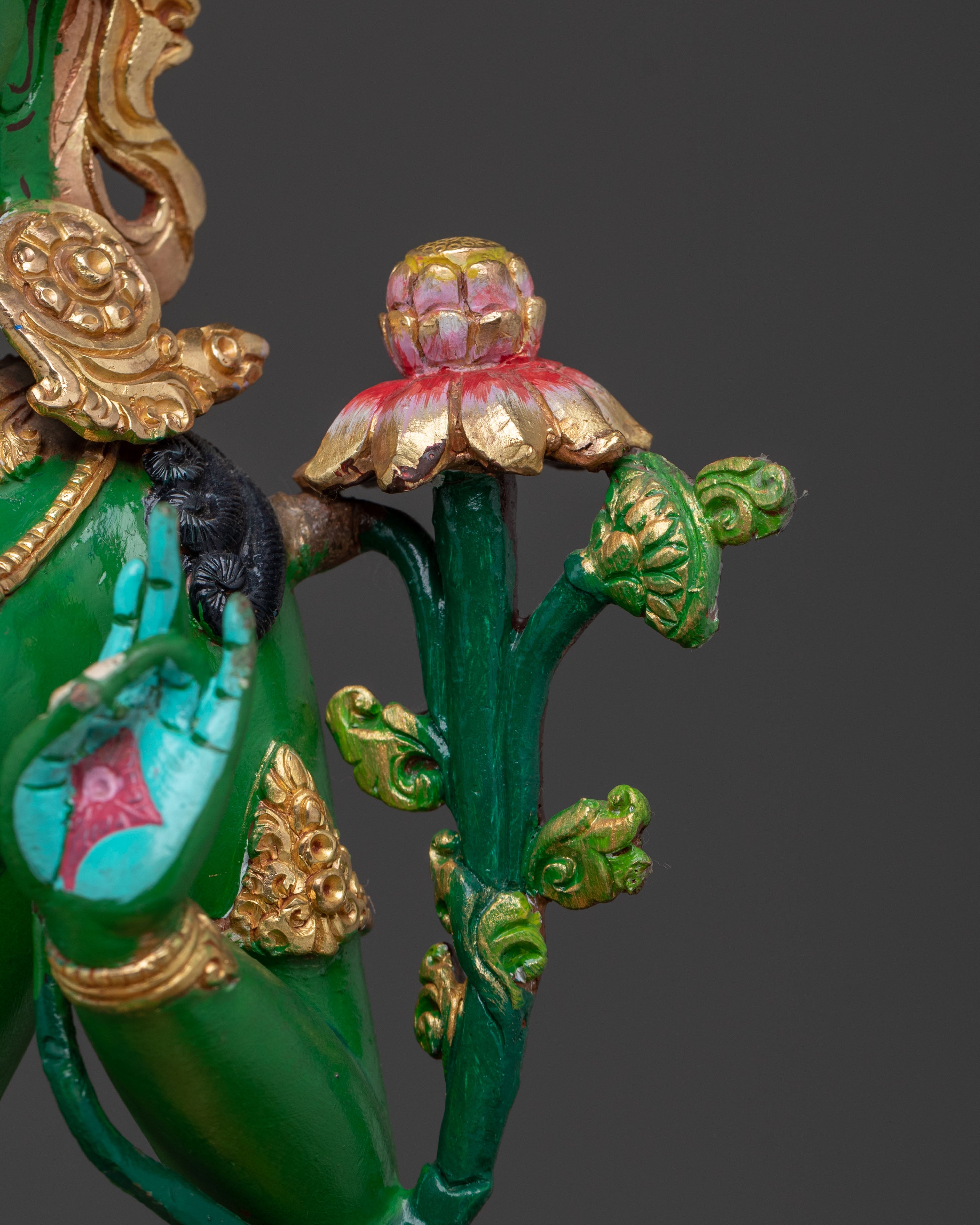 Hand Carved Green Tara Sculpture | Goddess of Compassion & Protection