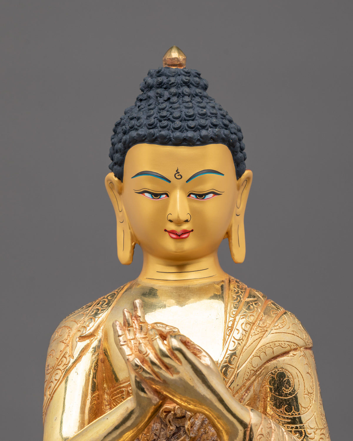 Vairocana 24K Fire Gold Gilded Statue: Radiant Copper Divinity
