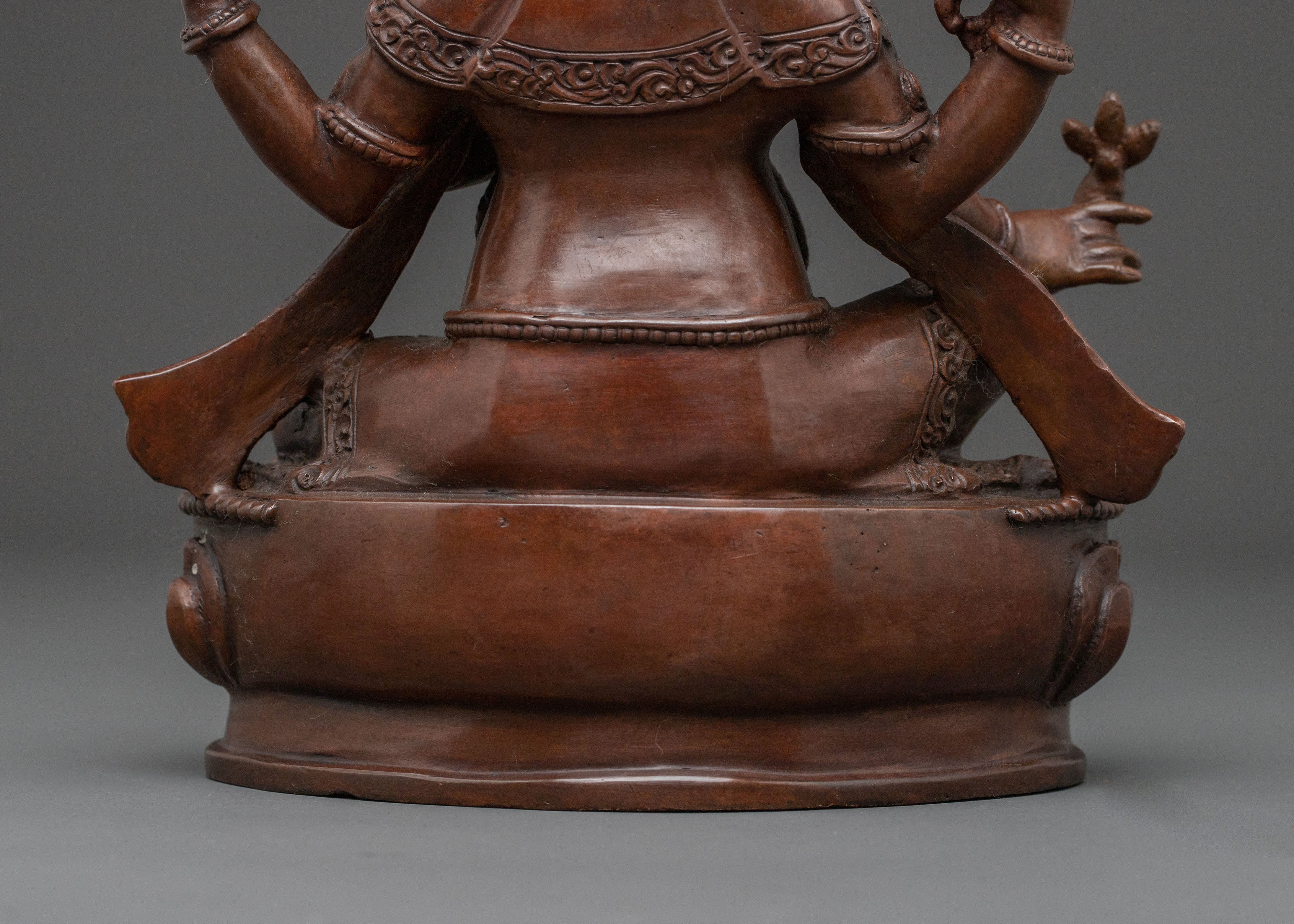 Oxidized Copper Statue of Ganesha: Remover of Obstacles