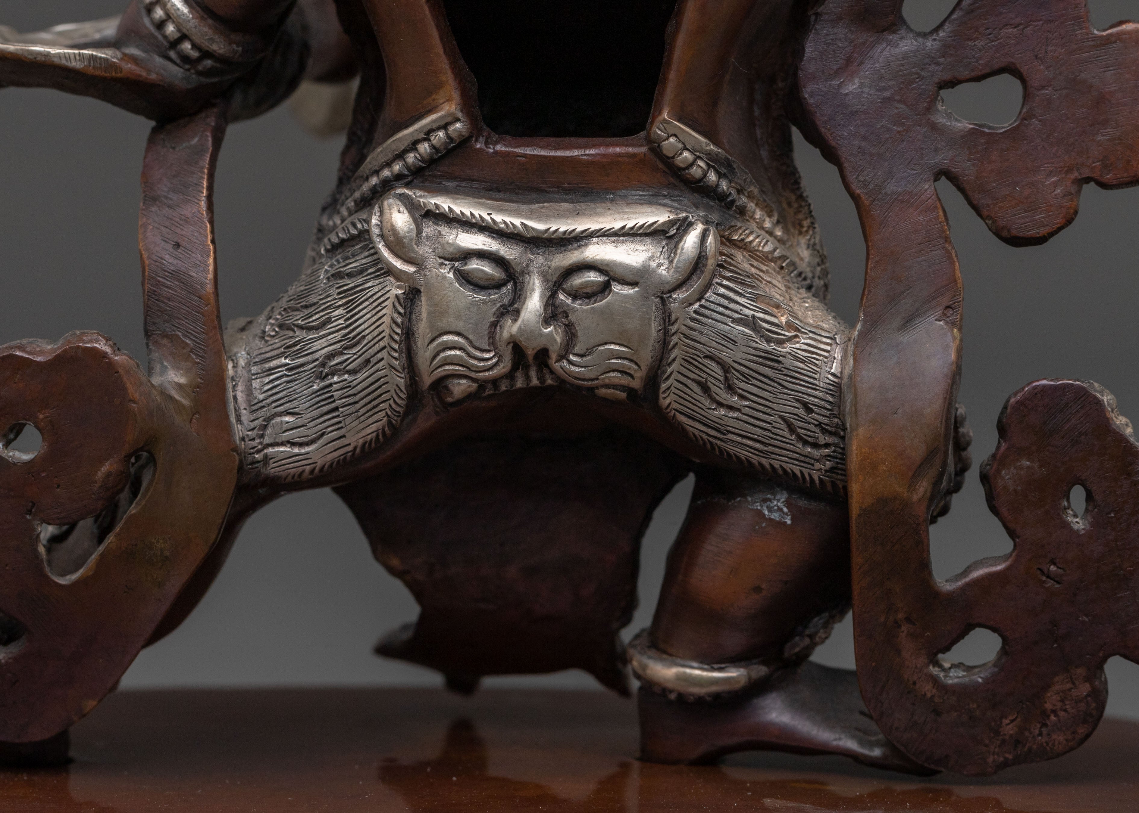 Vajrapani Himalayan Statue in Oxidized Copper and Silver