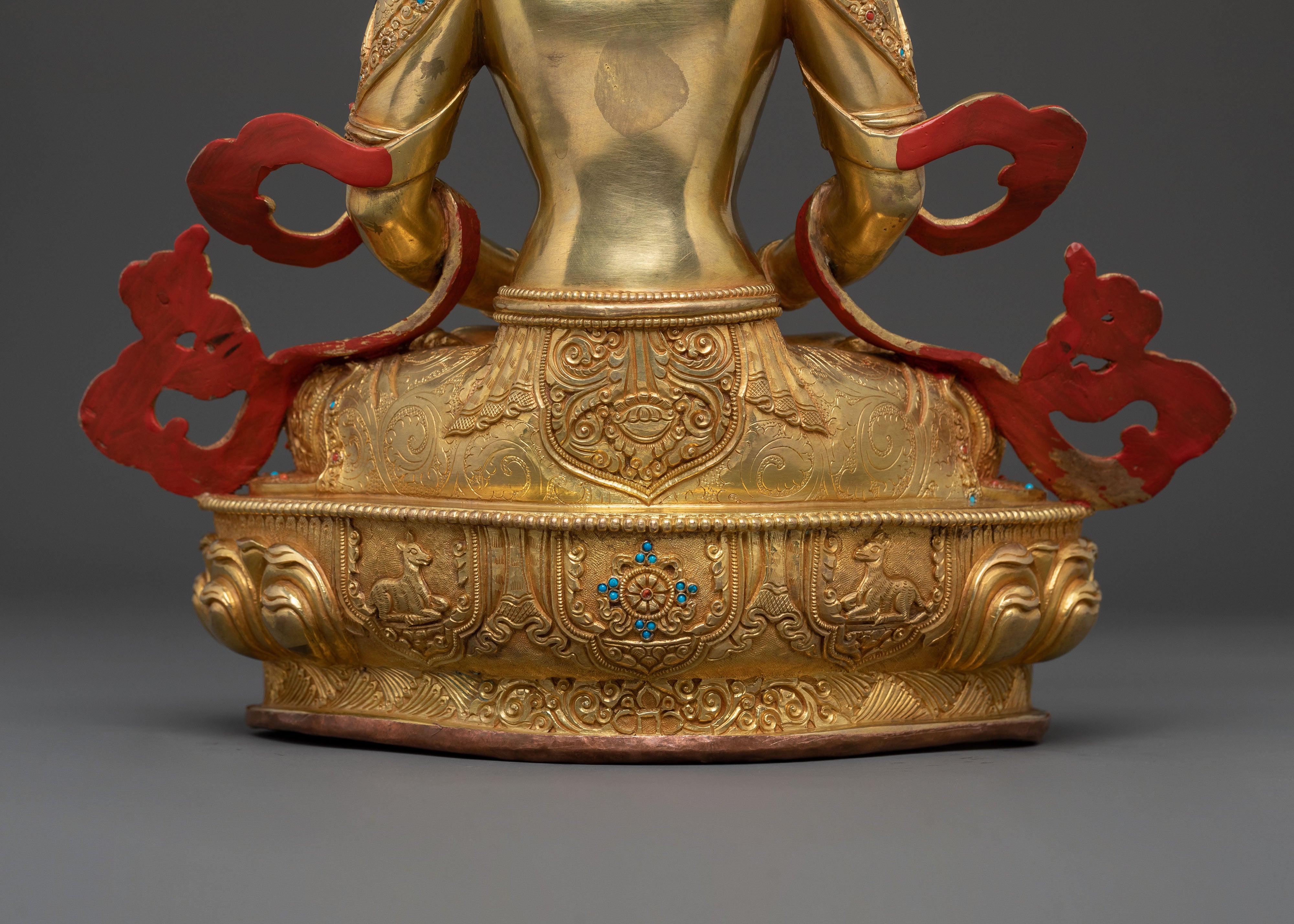 Amitayus Long Life Deity Sculpture | 24K Gold Gilded