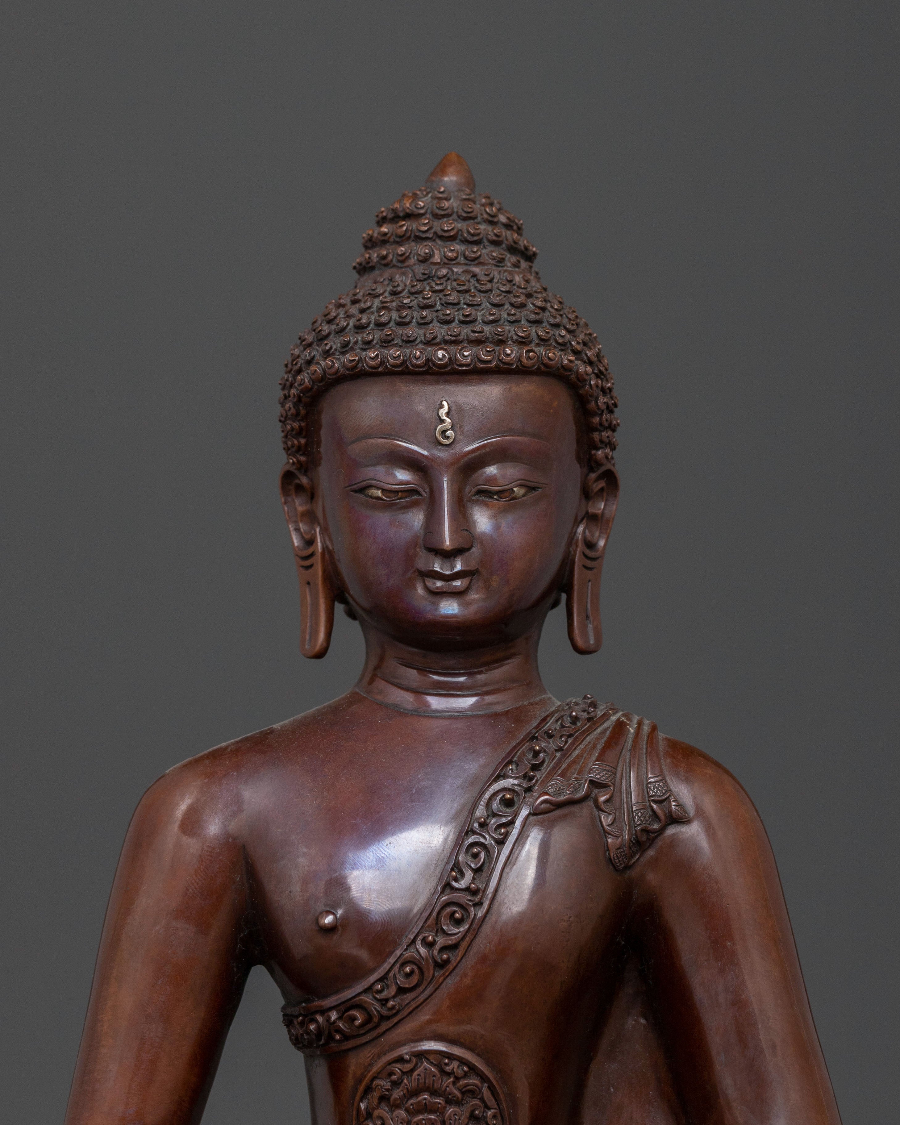 Amitabha Buddha: Oxidized Copper Statue