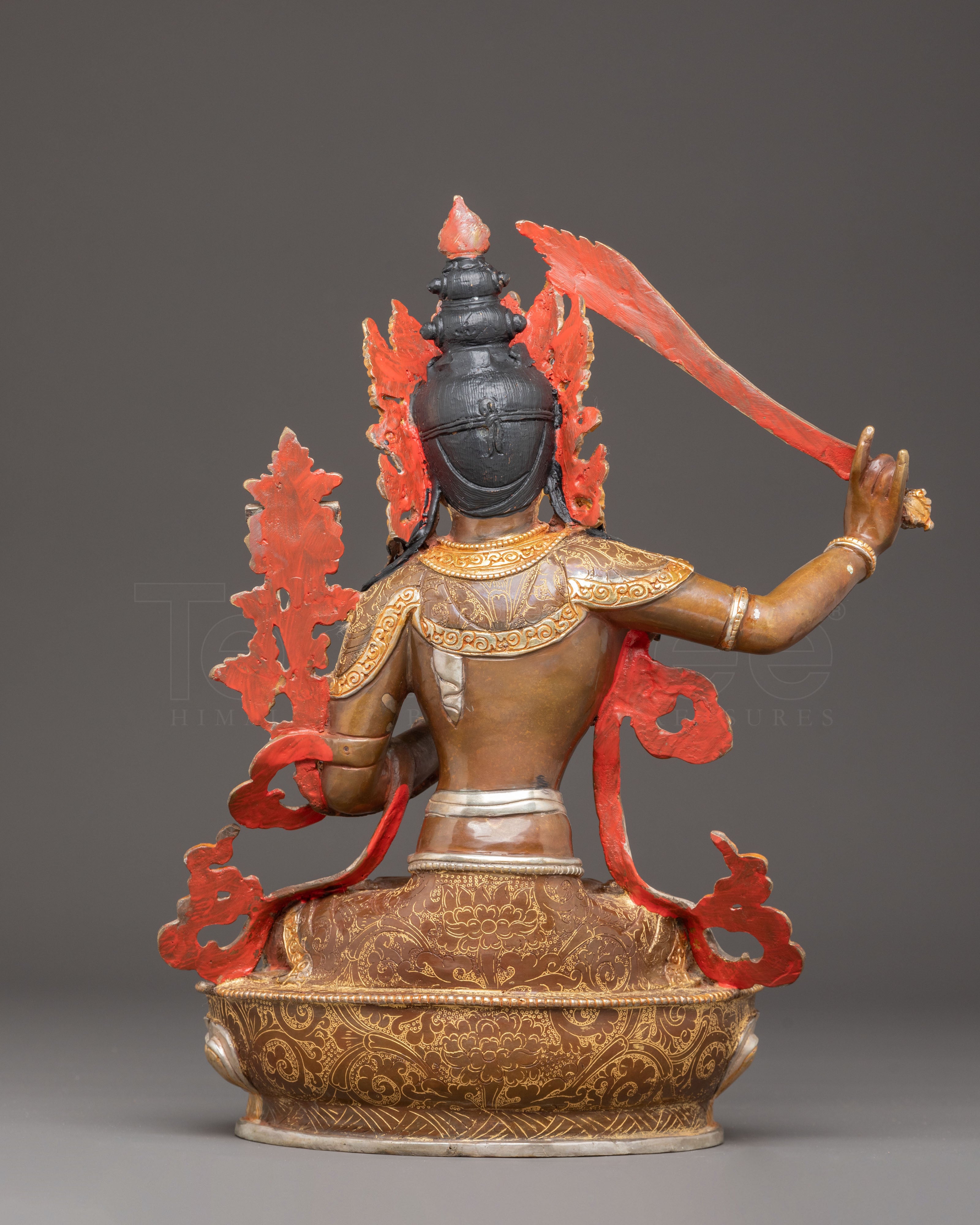 Handmade Manjushri Golden Statue | Symbol of Enlightened Wisdom
