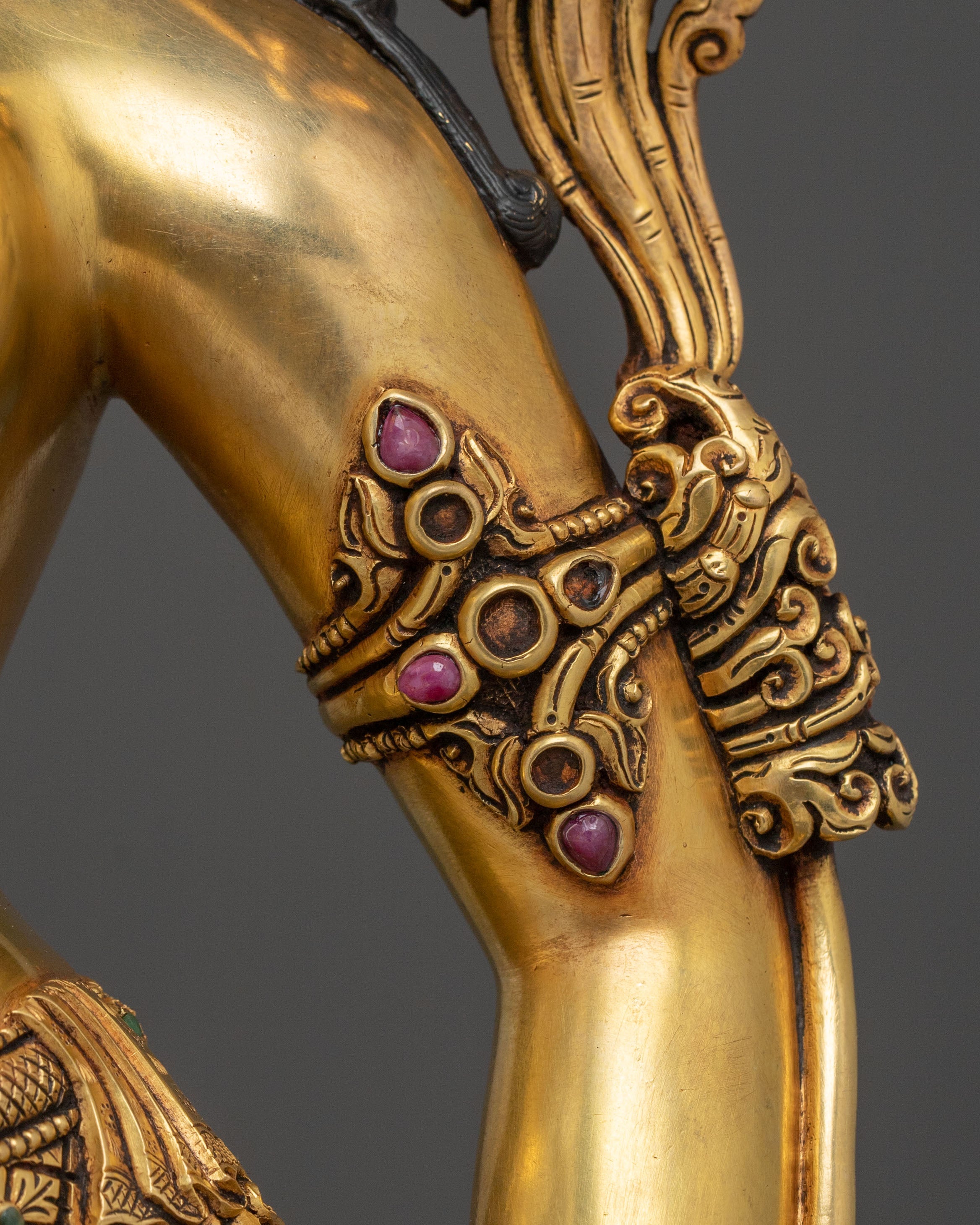 Standing Green Tara with 24K Gold Gilding