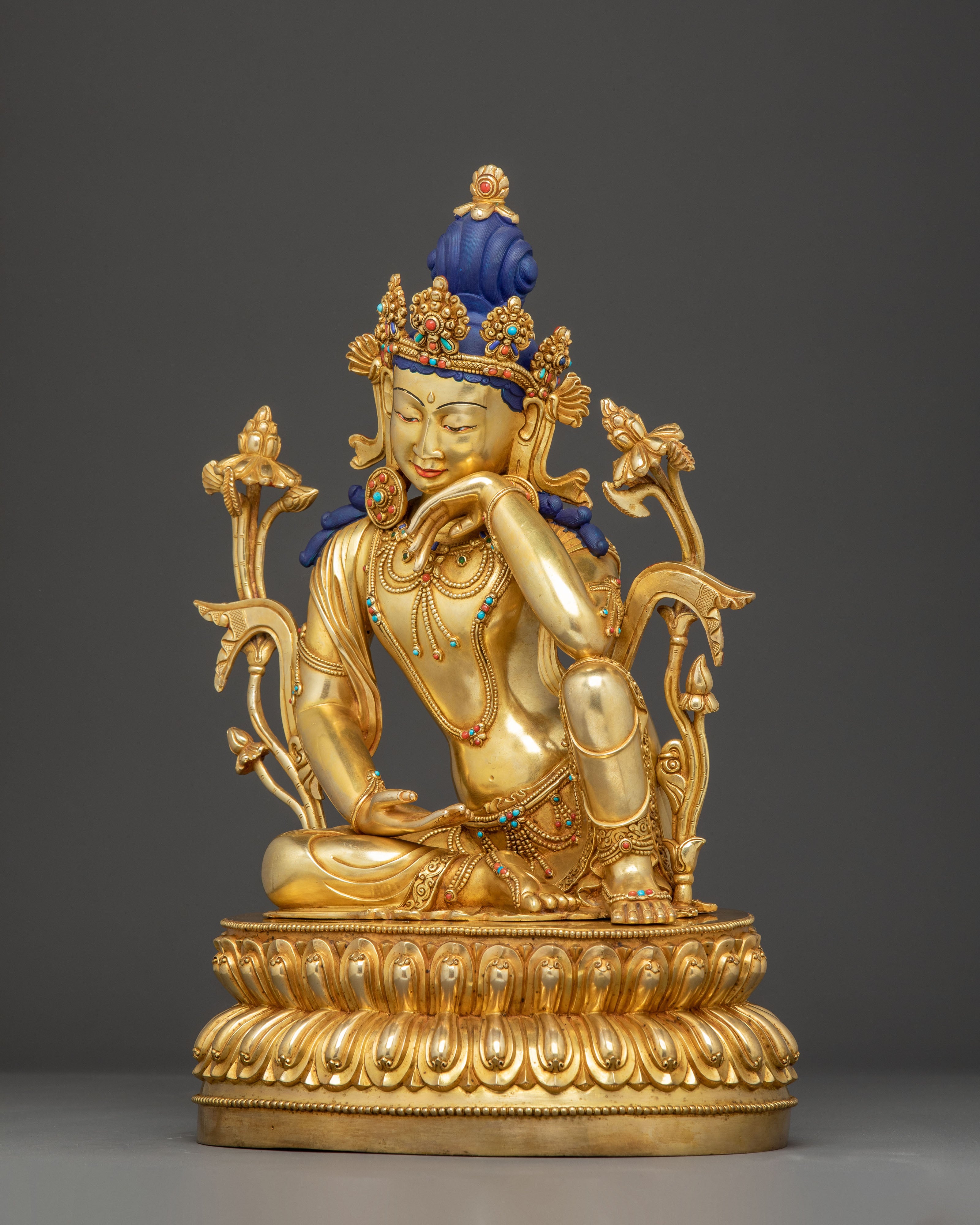 Handcrafted Golden Statue of Cakravarticintamani Avalokitesvara