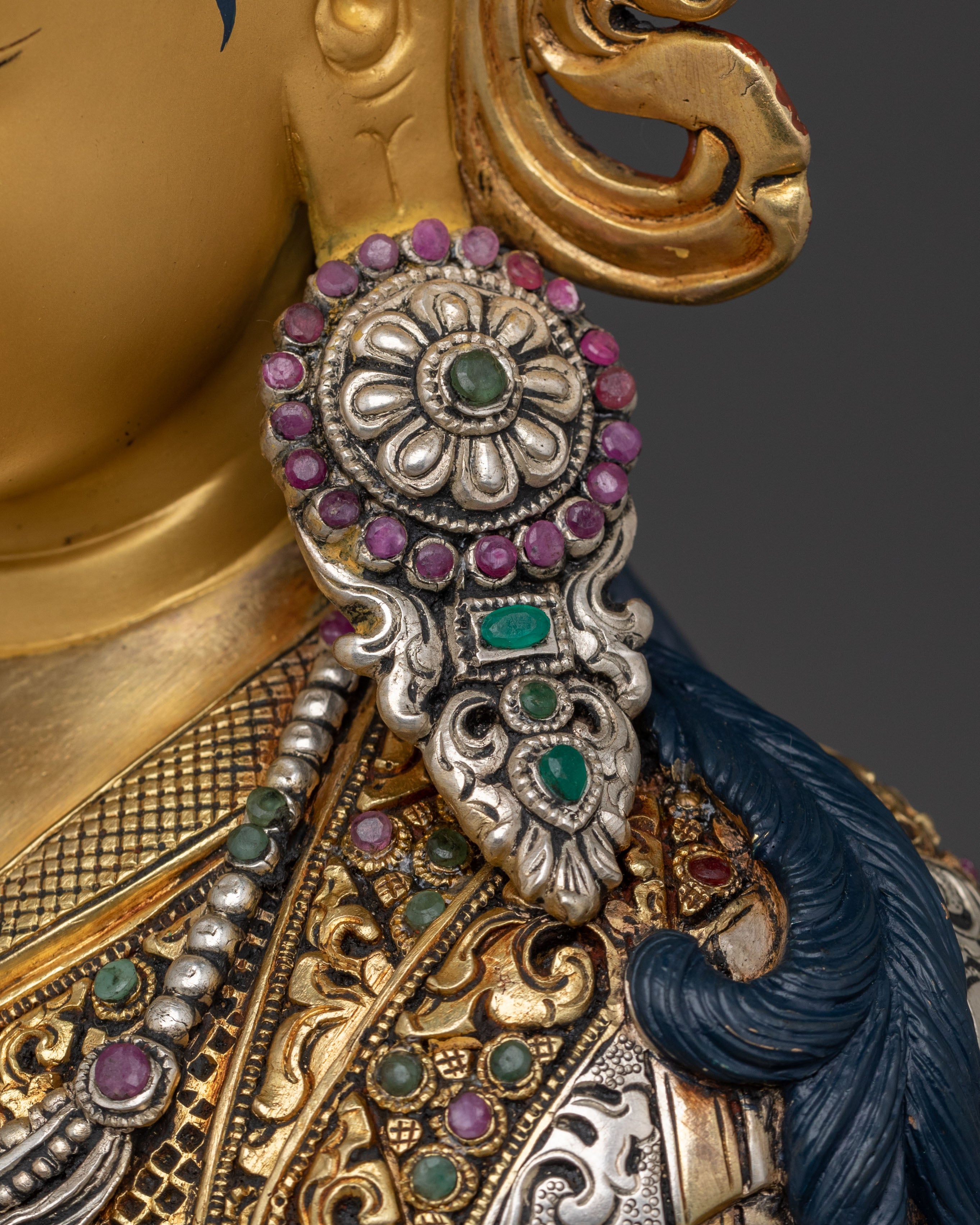 Tibetan Guru Padmasambhava Sacred Sculpture | 24K Gold Gilded