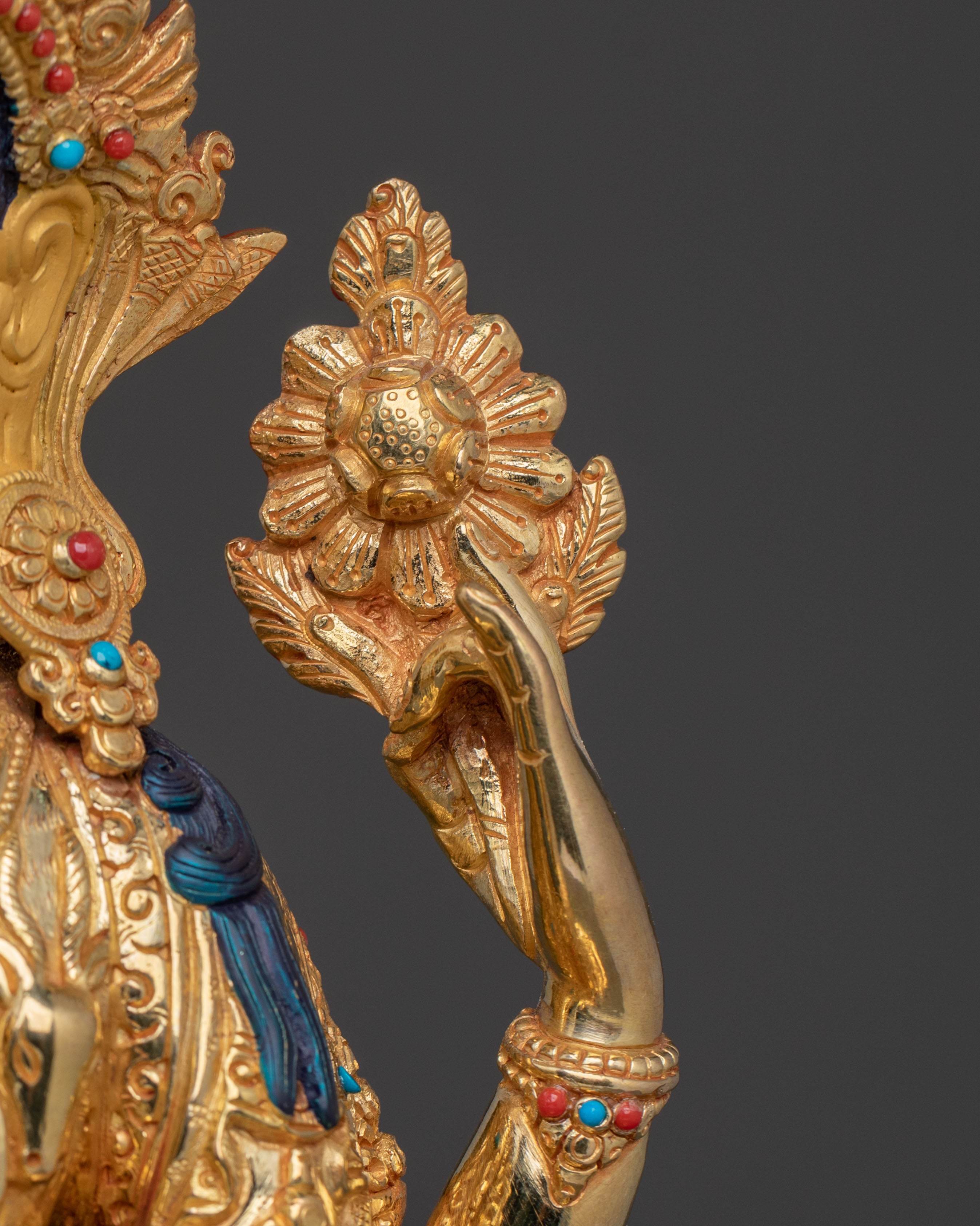 Chenrezig Statue: 24K Gold Gilded Figurine