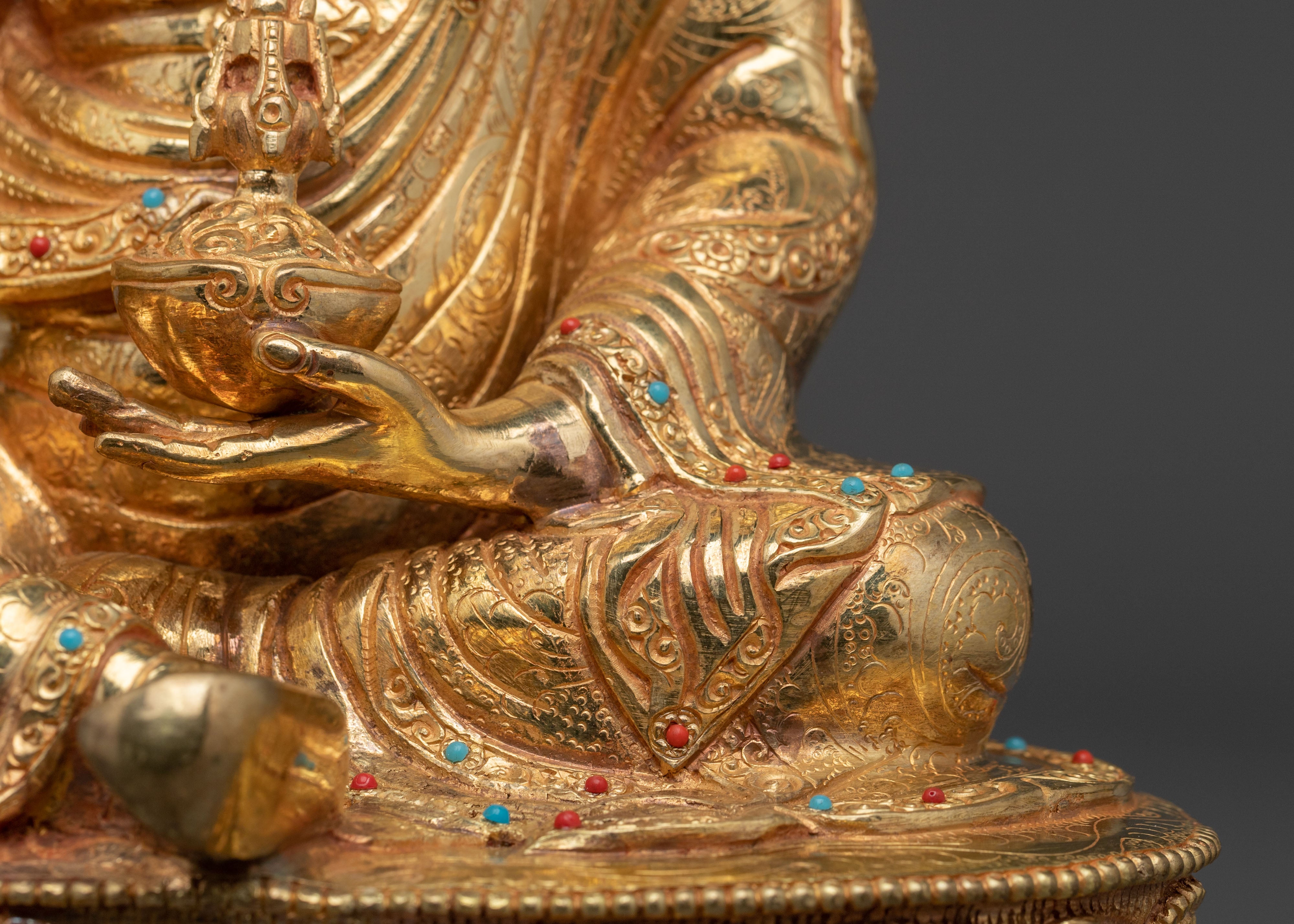 Guru Rinpoche 24K Gold Gilded Sculpture | Home Decor