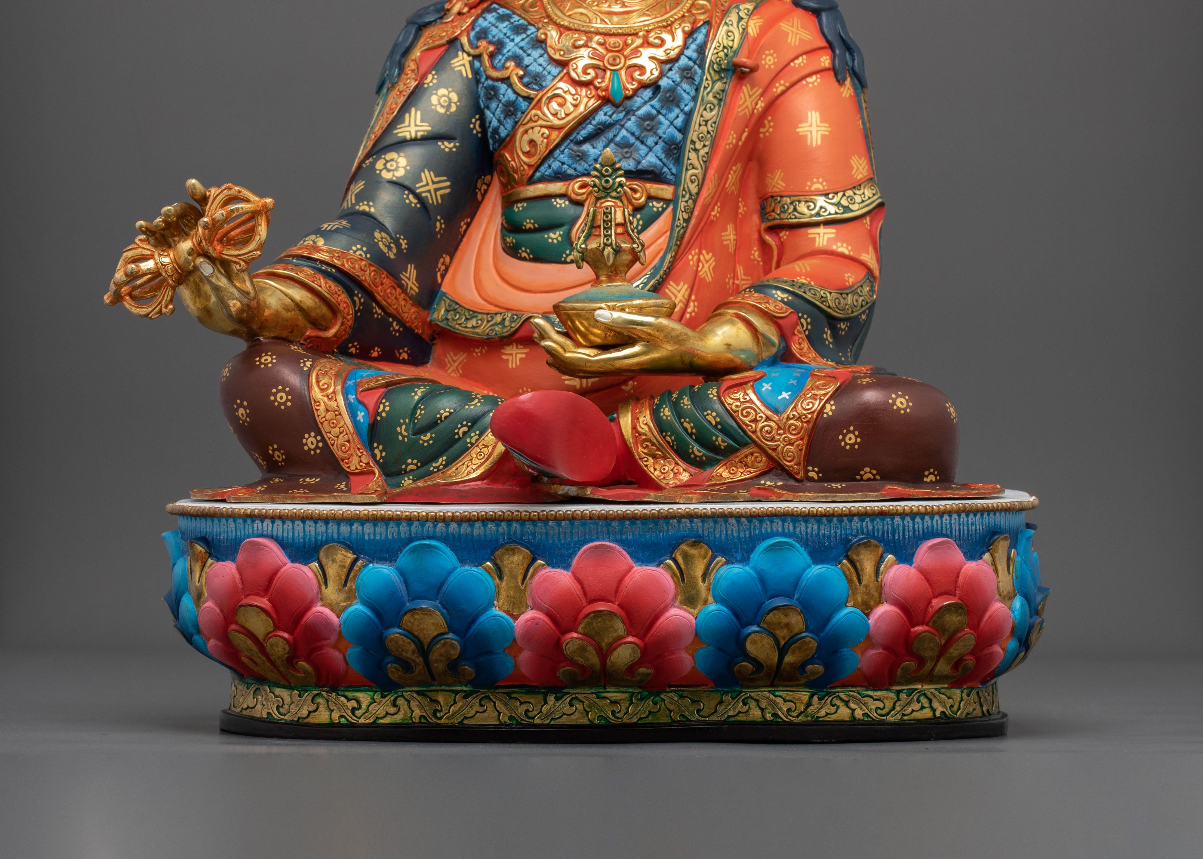 Guru Rinpoche Spiritual Figurine | Exquisite 24K Gilded Statue