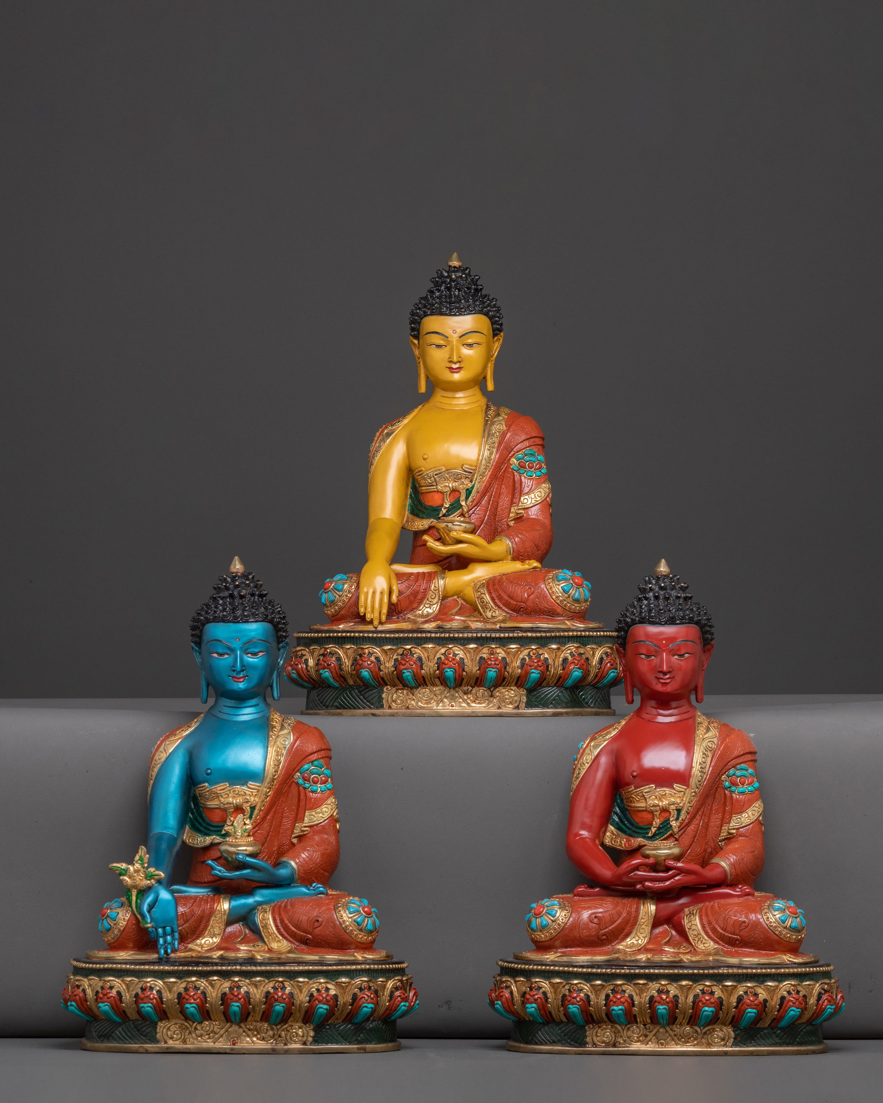 Golden Statue Set of Three Buddha