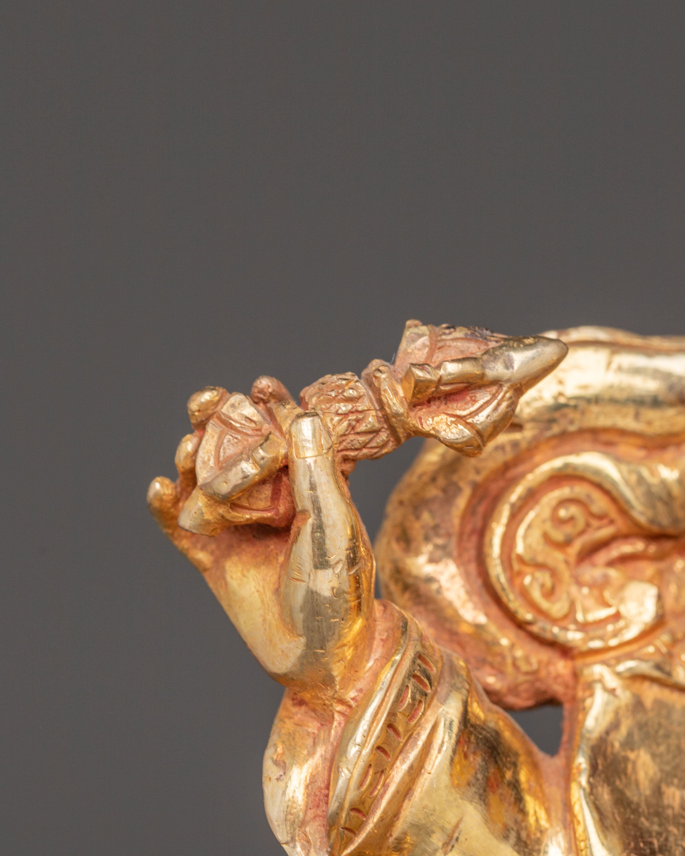 Handmade Pehar Gyalpo Golden Statue | 24K Gold Gilded