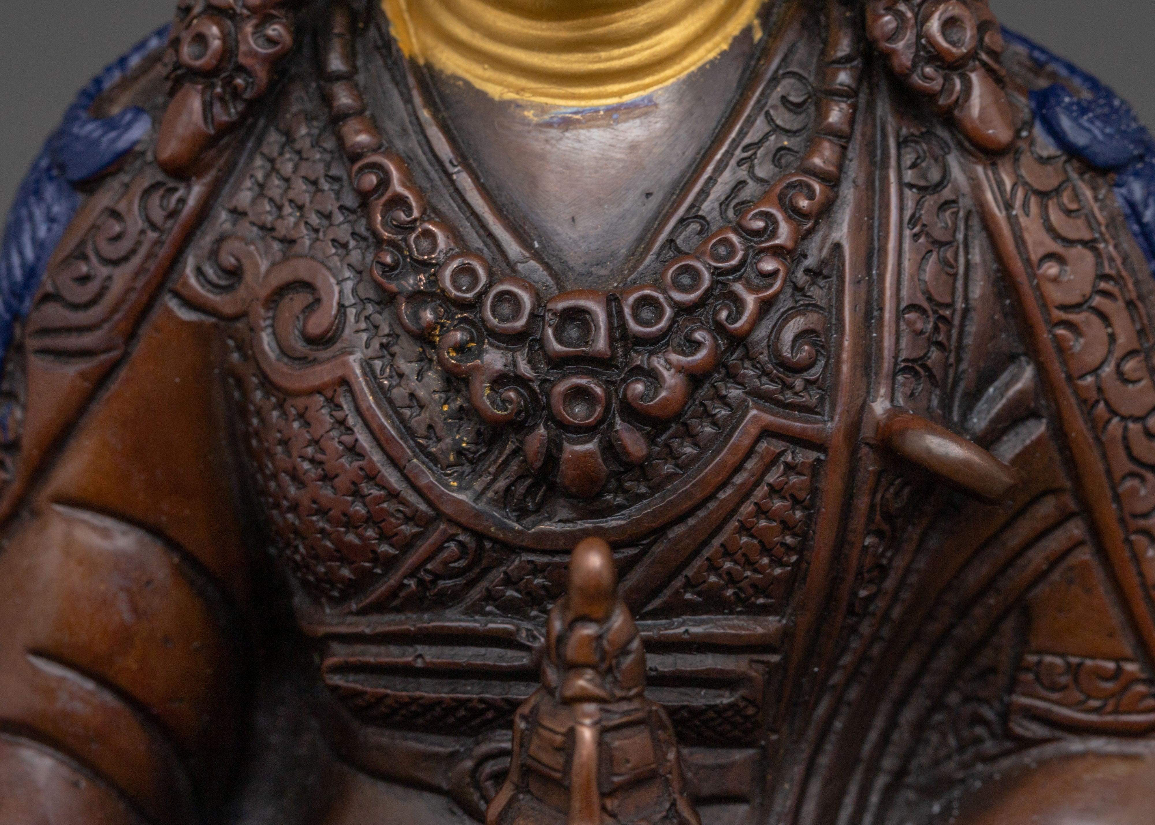 Teacher of the Dharma Guru Rinpoche Statue – Hand-Gilded Copper