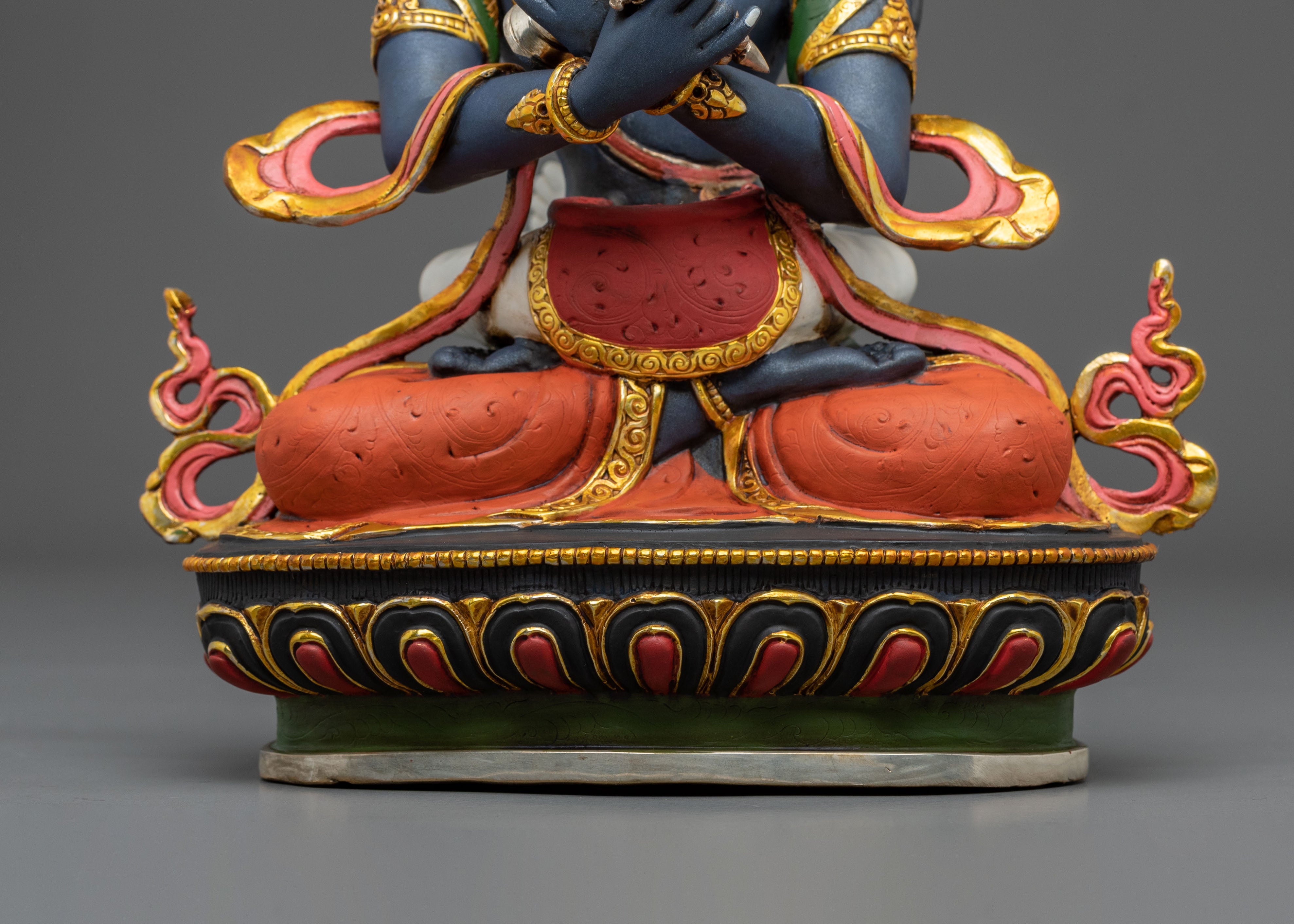 Vajradhara Statue with Consort | Gold & Acrylic Painted Figurine