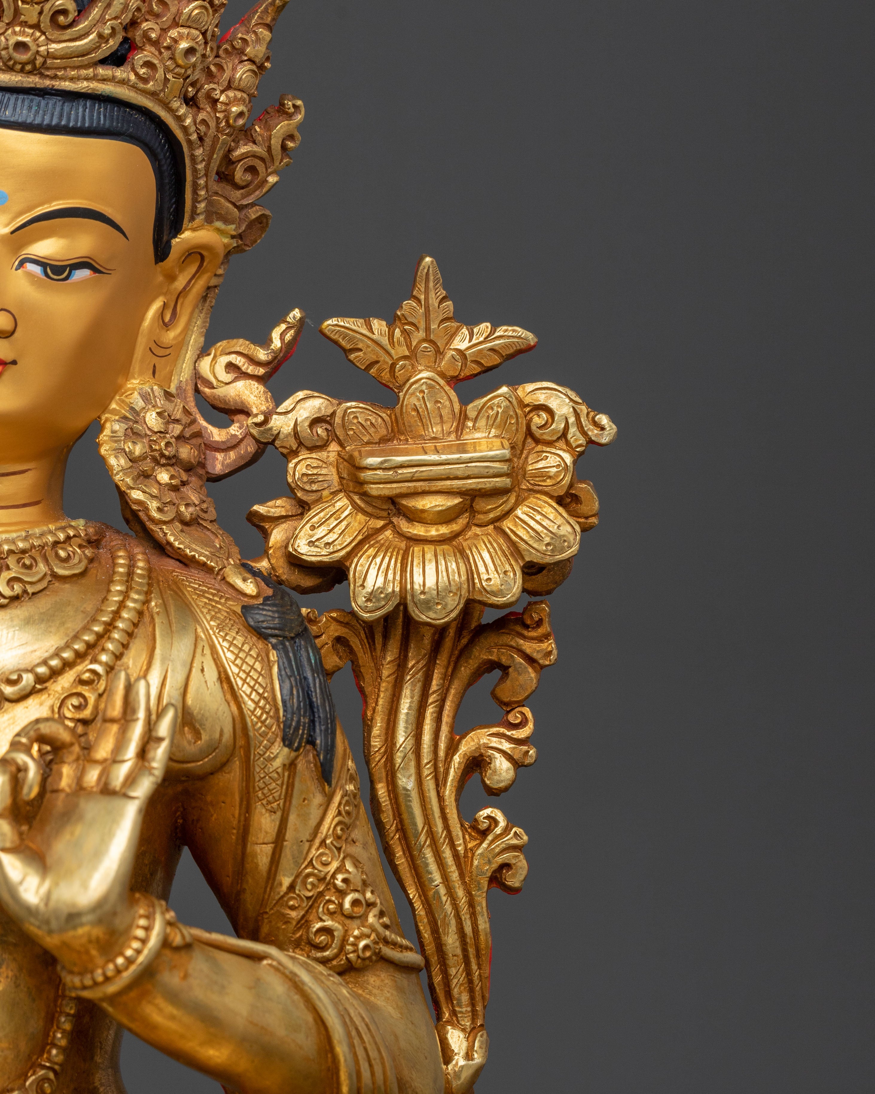 Wisdom Bodhisattva Manjushri Golden Figurine