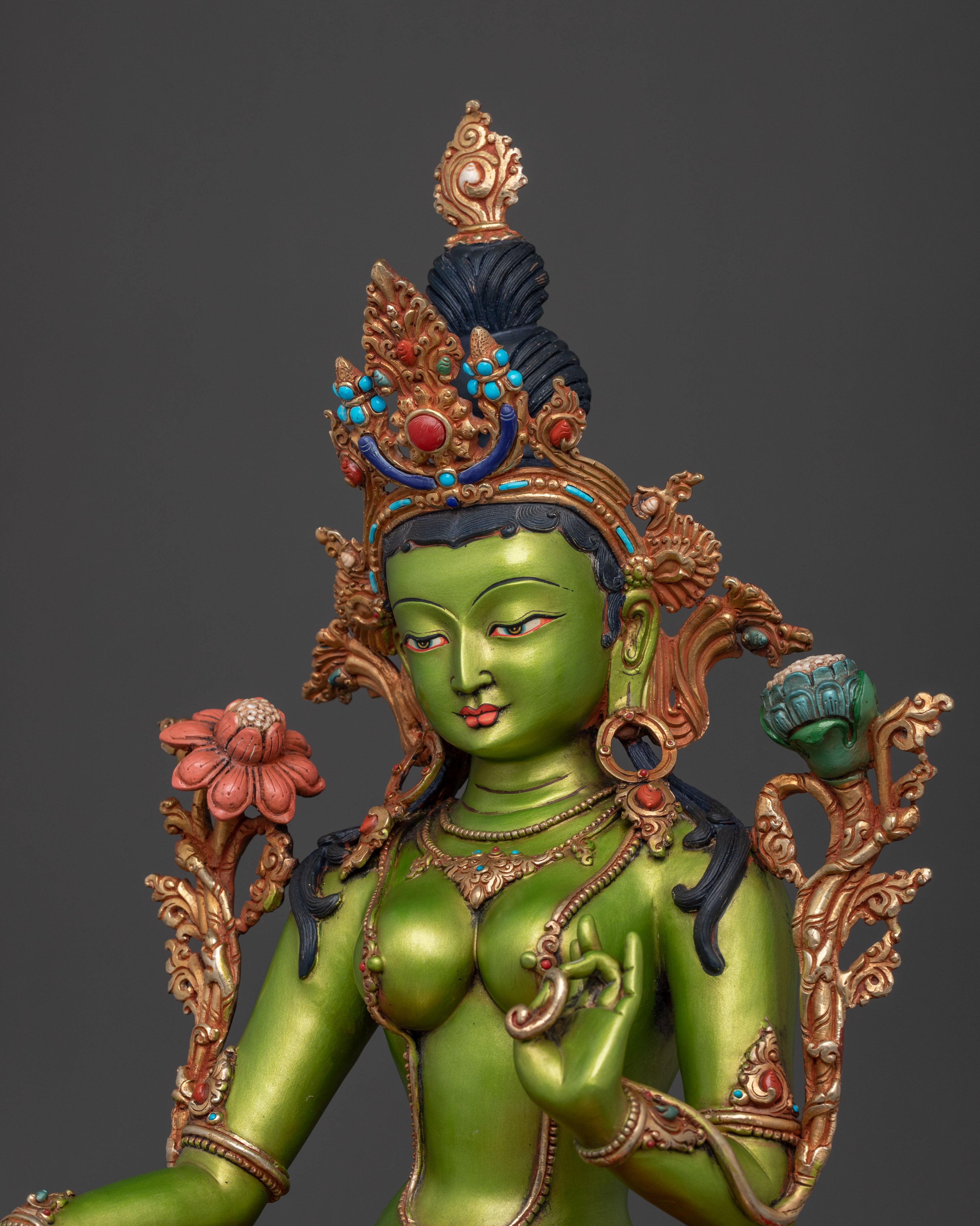 Sacred Guardian Green Tara Statue | Home Decor