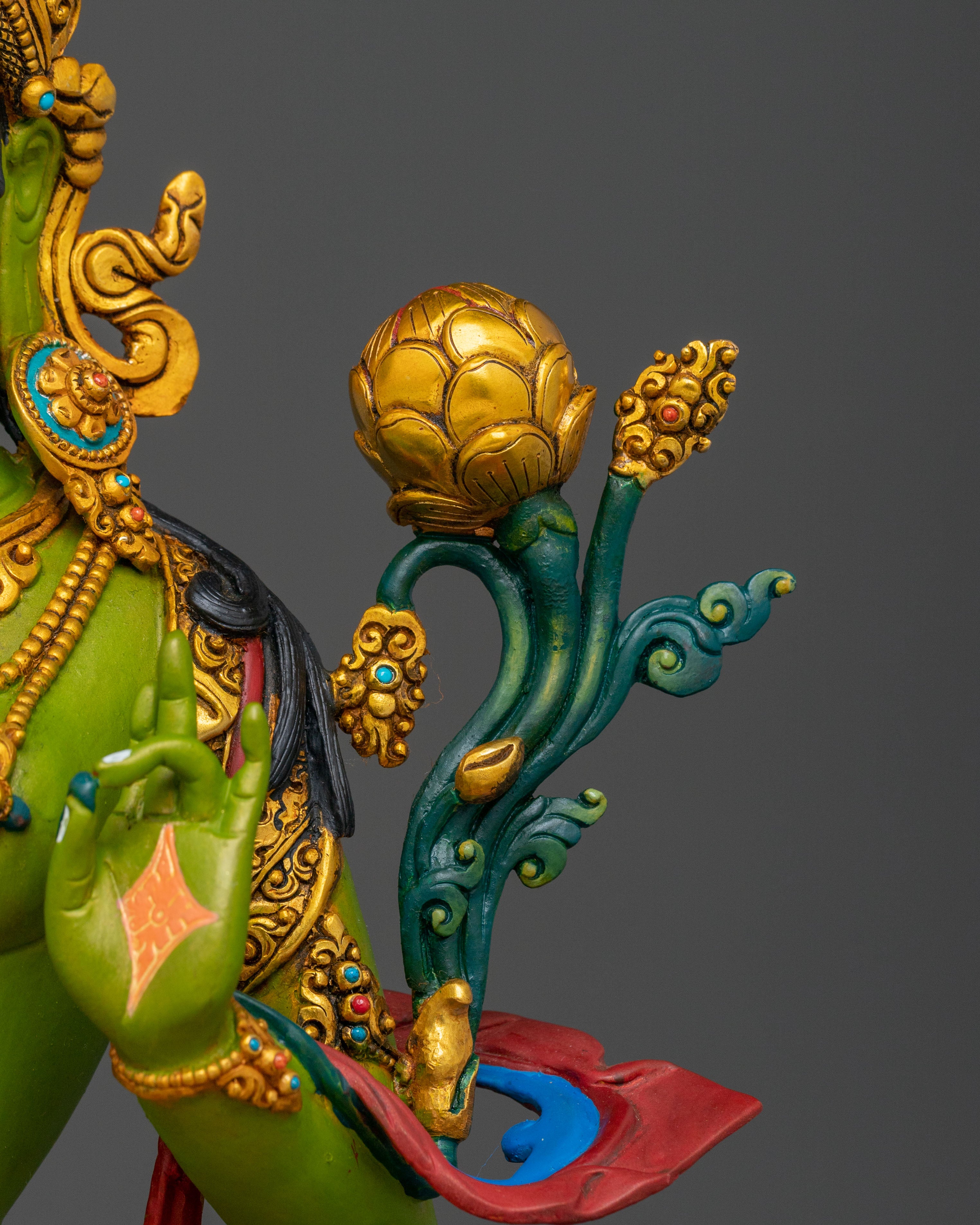 Handcrafted Green Tara Spiritual Statue | Home Decor