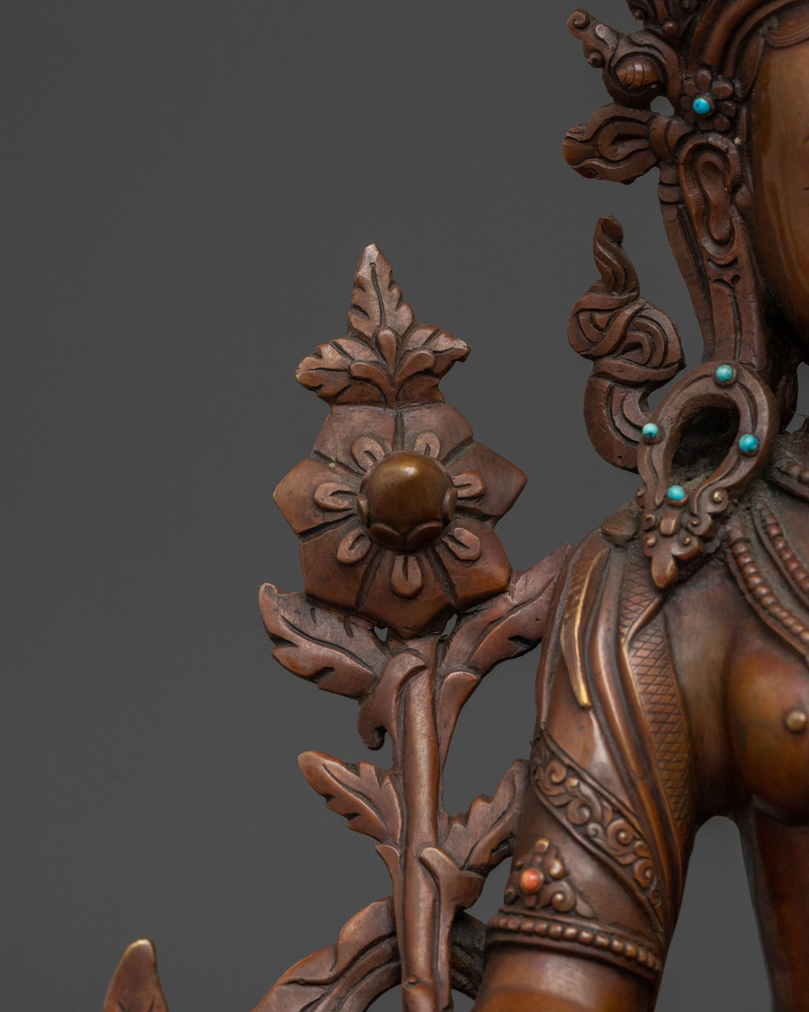White Tara Oxidized Copper Statue | Healing Goddess