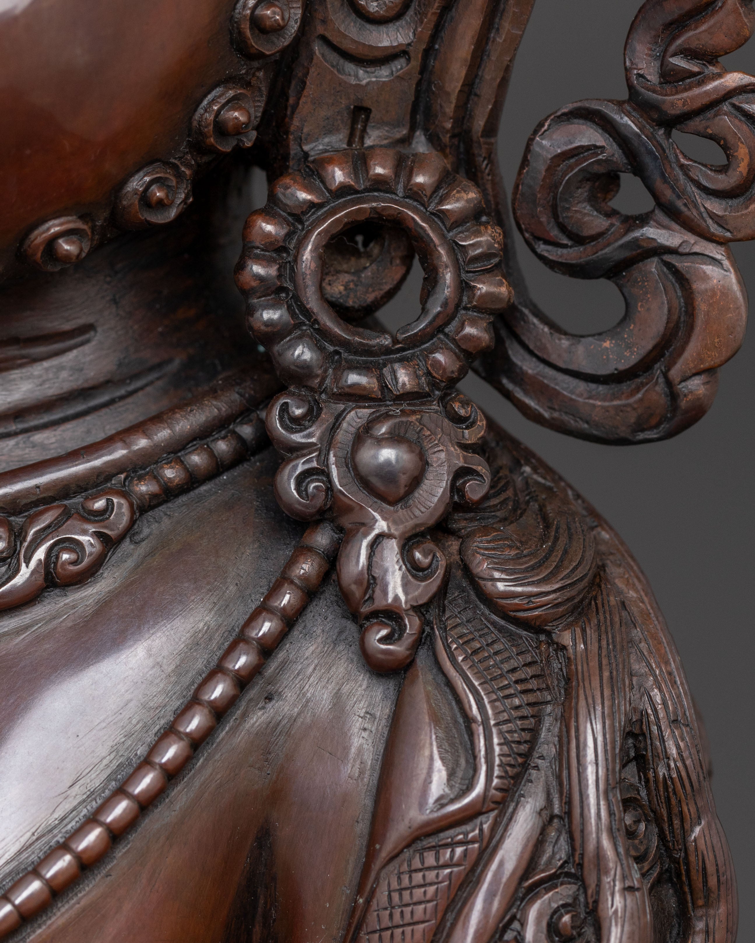 Dzambhala Sacred Tibetan Statue in Oxidized Copper