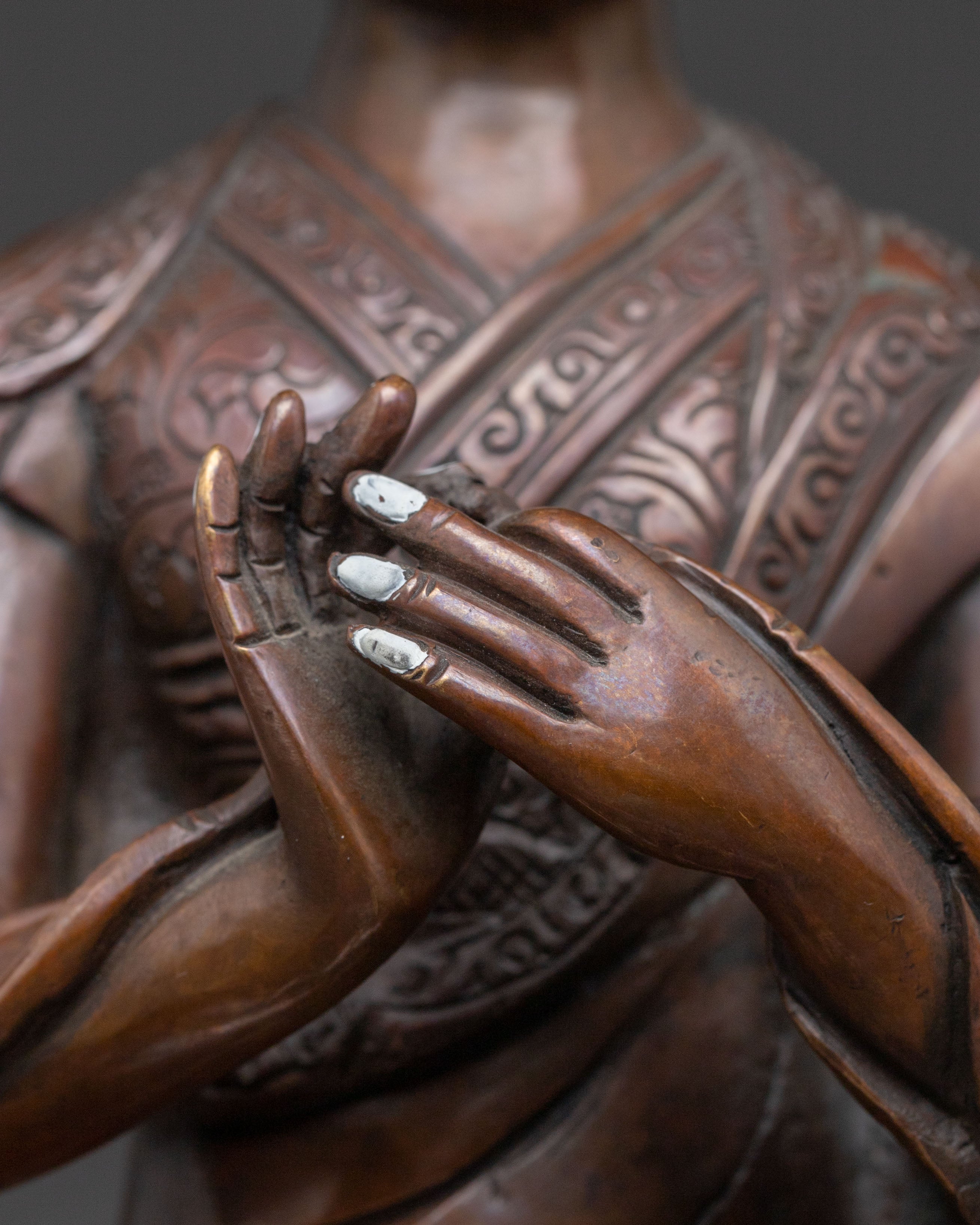 Handcrafted Tsongkhapa with Disciples Statue – Oxidized Copper Finish