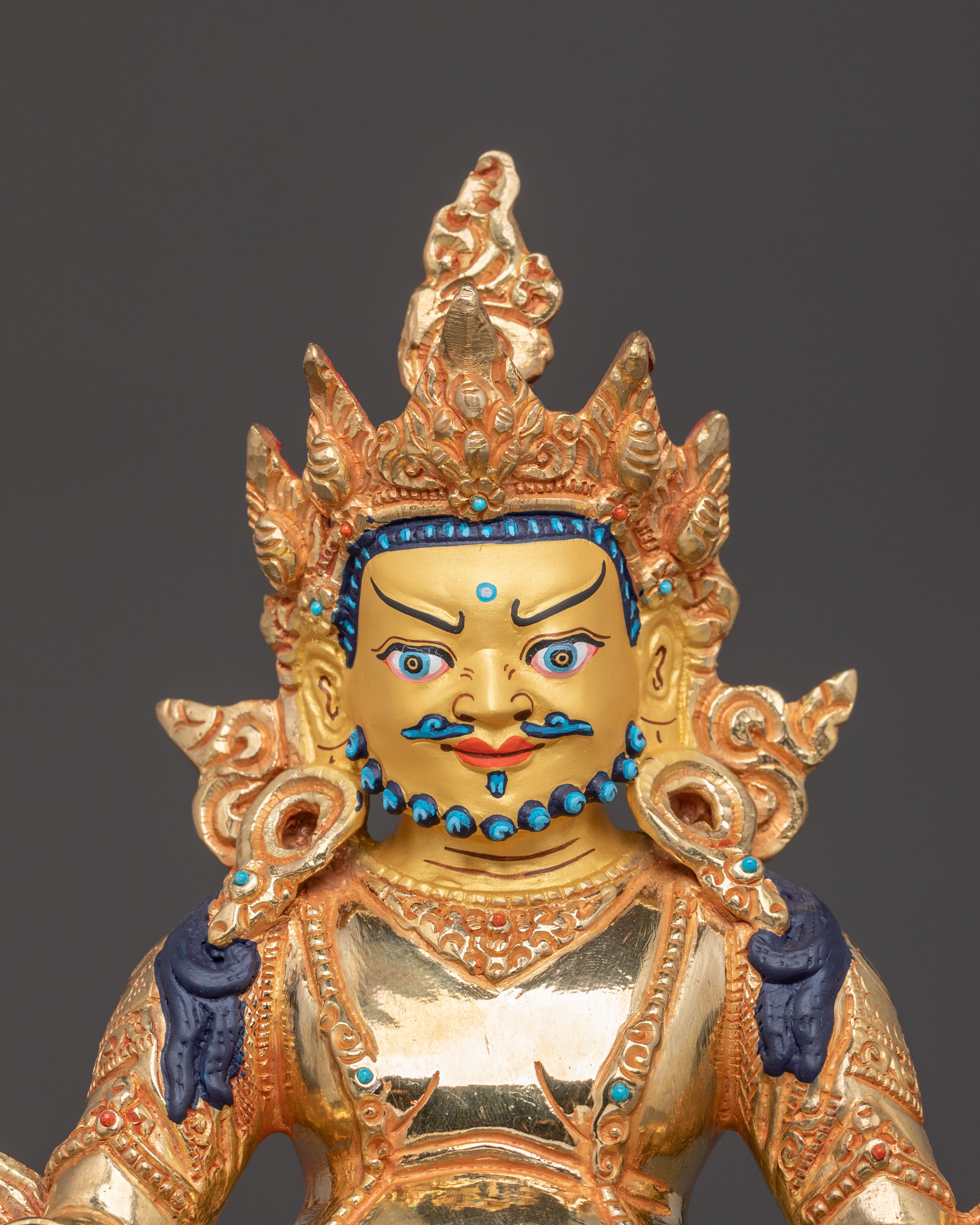 Handcrafted Wealth Deity Dzambhala Statue – Auspicious 24K Gold Gilded Sculpture