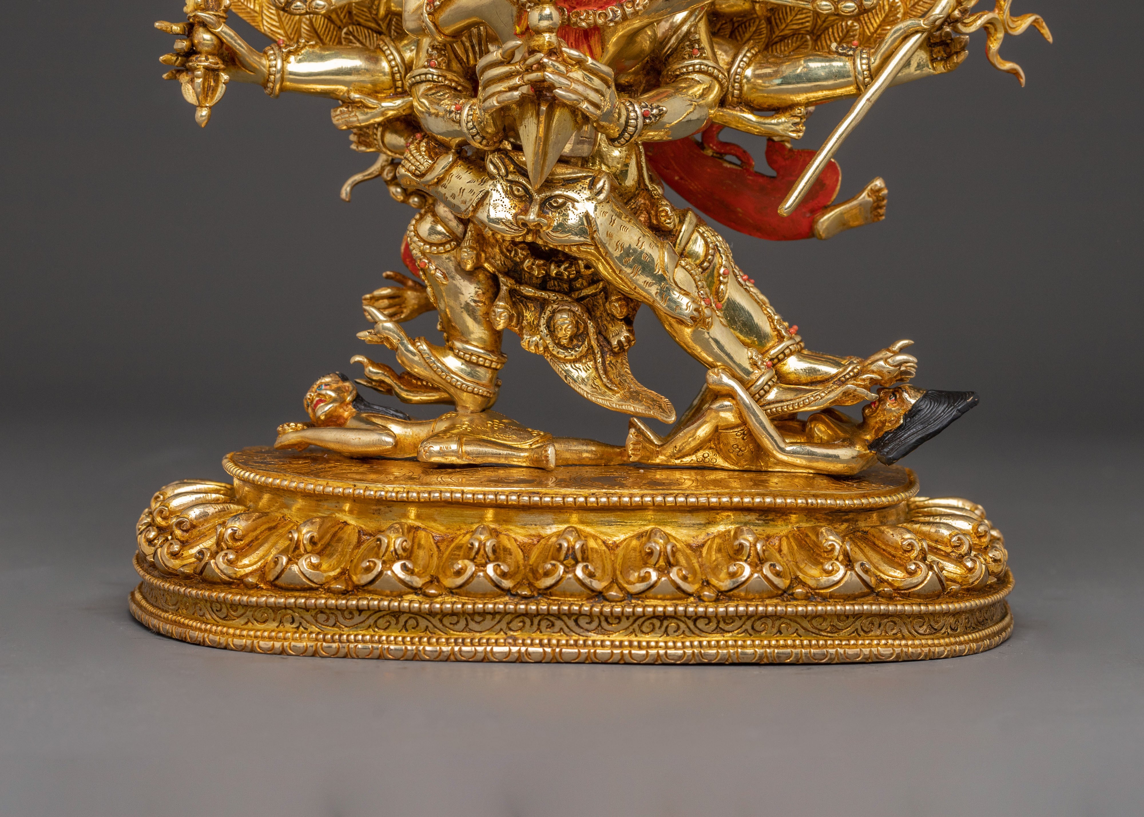 Golden Vajrakilaya Handcrafted Statue | Wrathful Deity Artwork