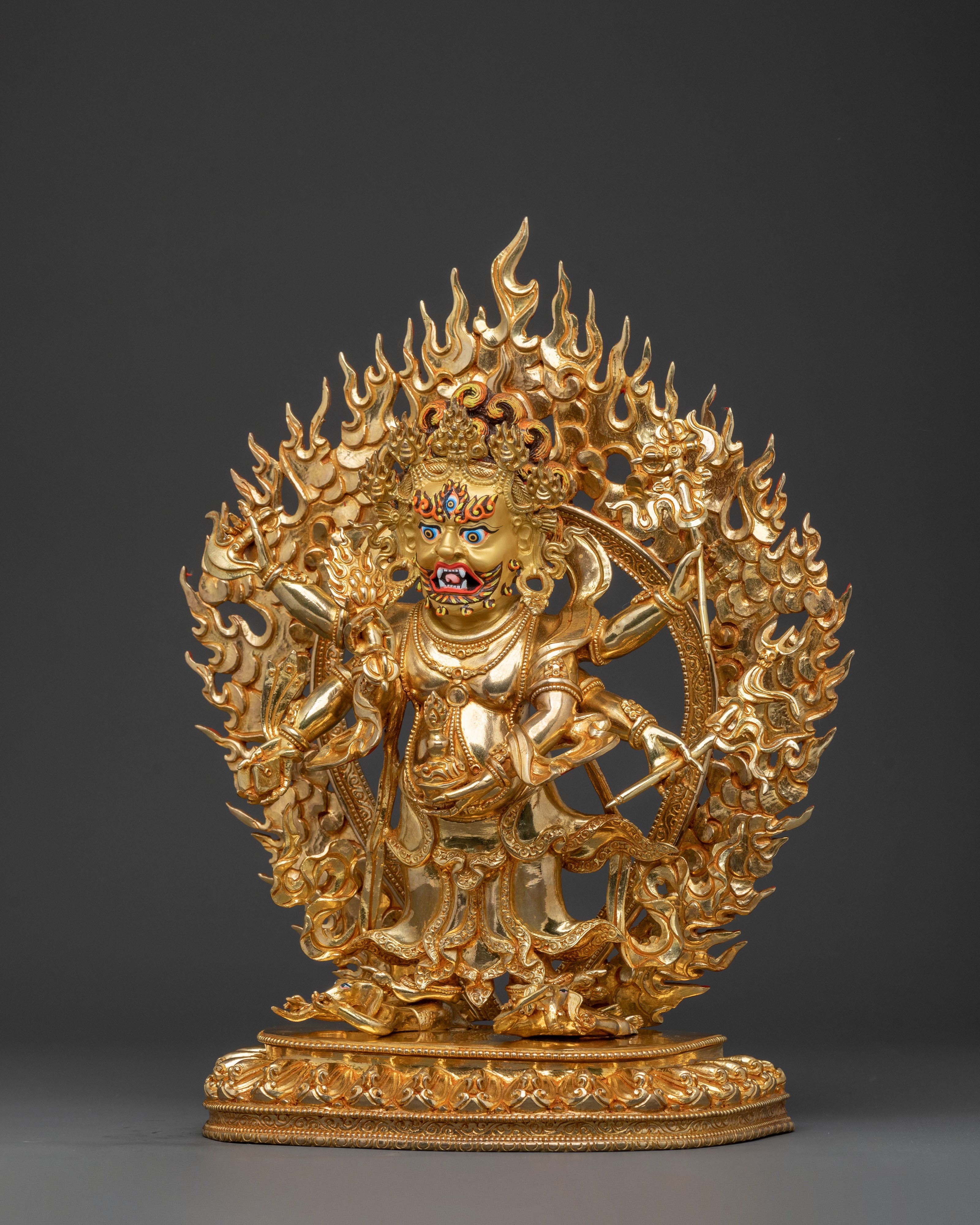 Handcrafted White Mahakala Statue | Divine Protector