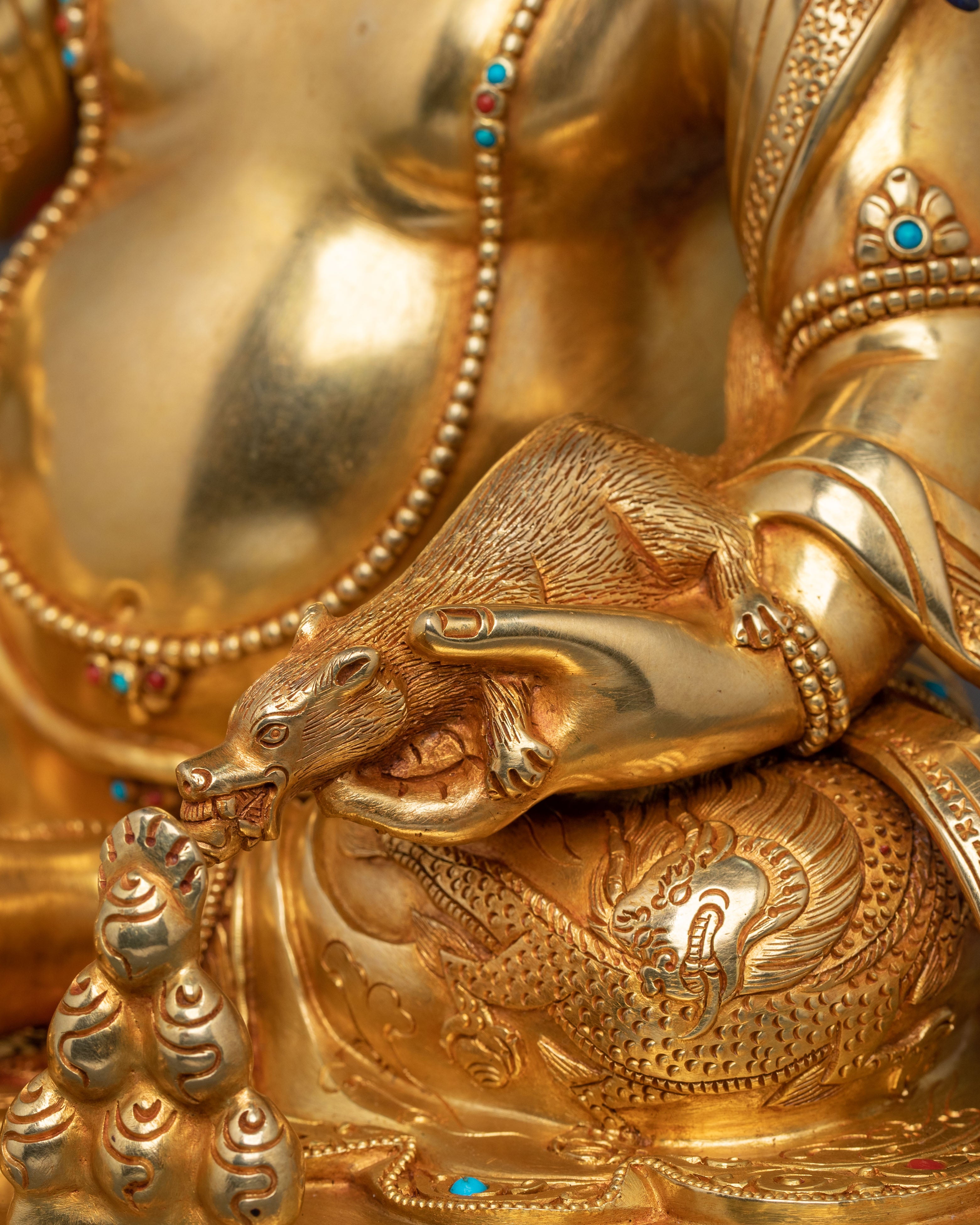 Dzambhala 24K Gold Gilded Statue | Wealth Deity