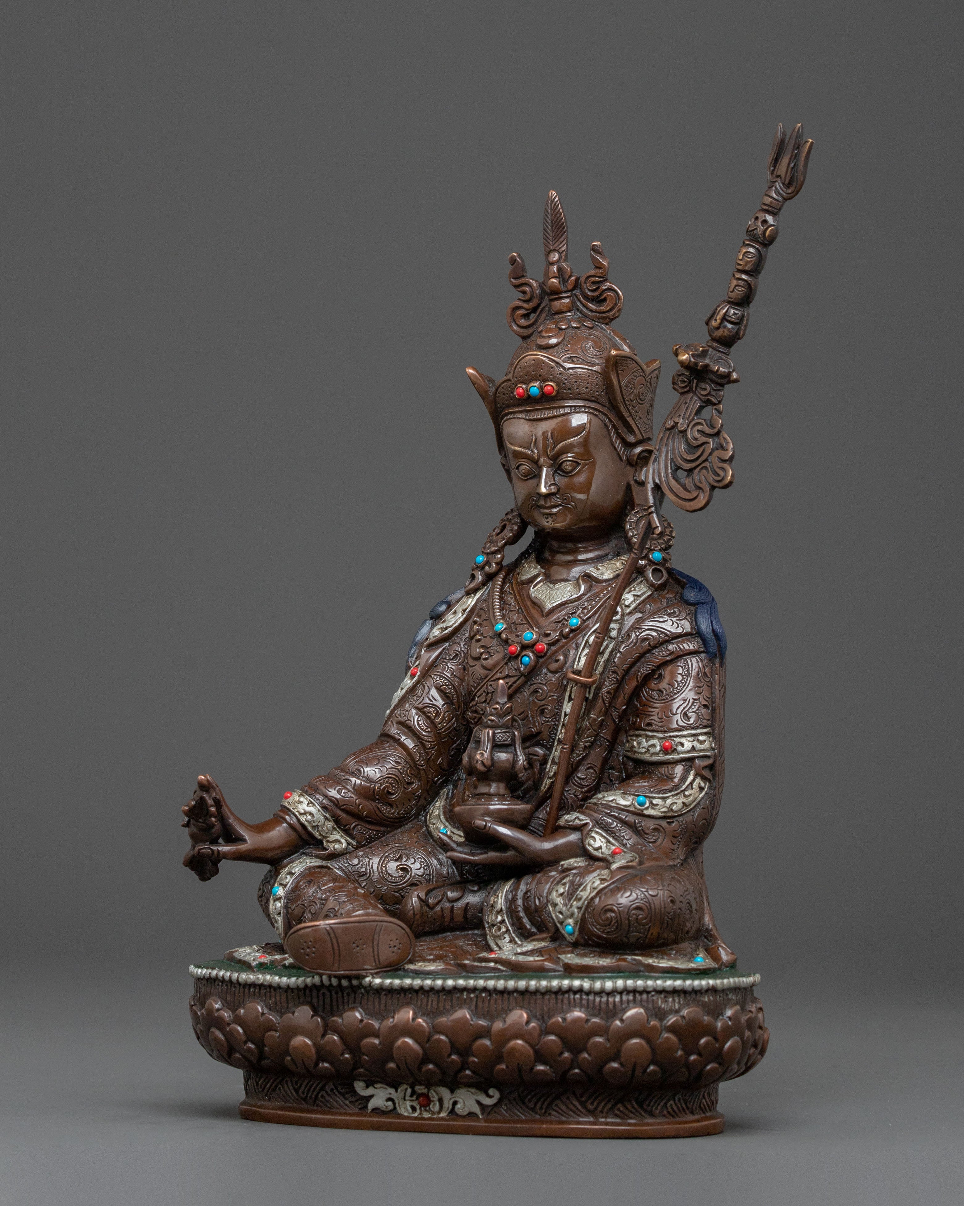 Guru Rinpoche Silver Plated Meditation Statue