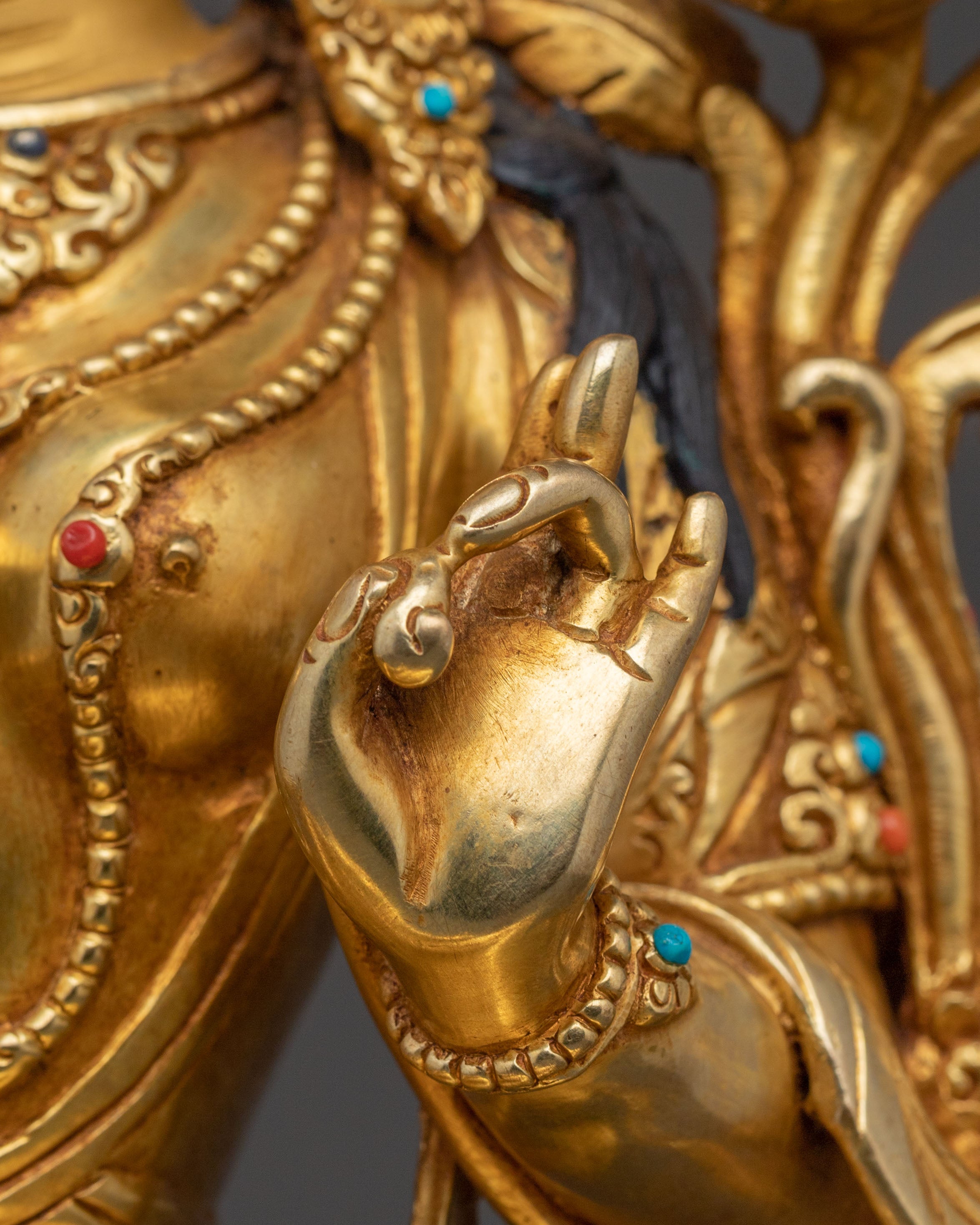 Green Tara Enlightened Mother Statue - 24K Gold Gilded