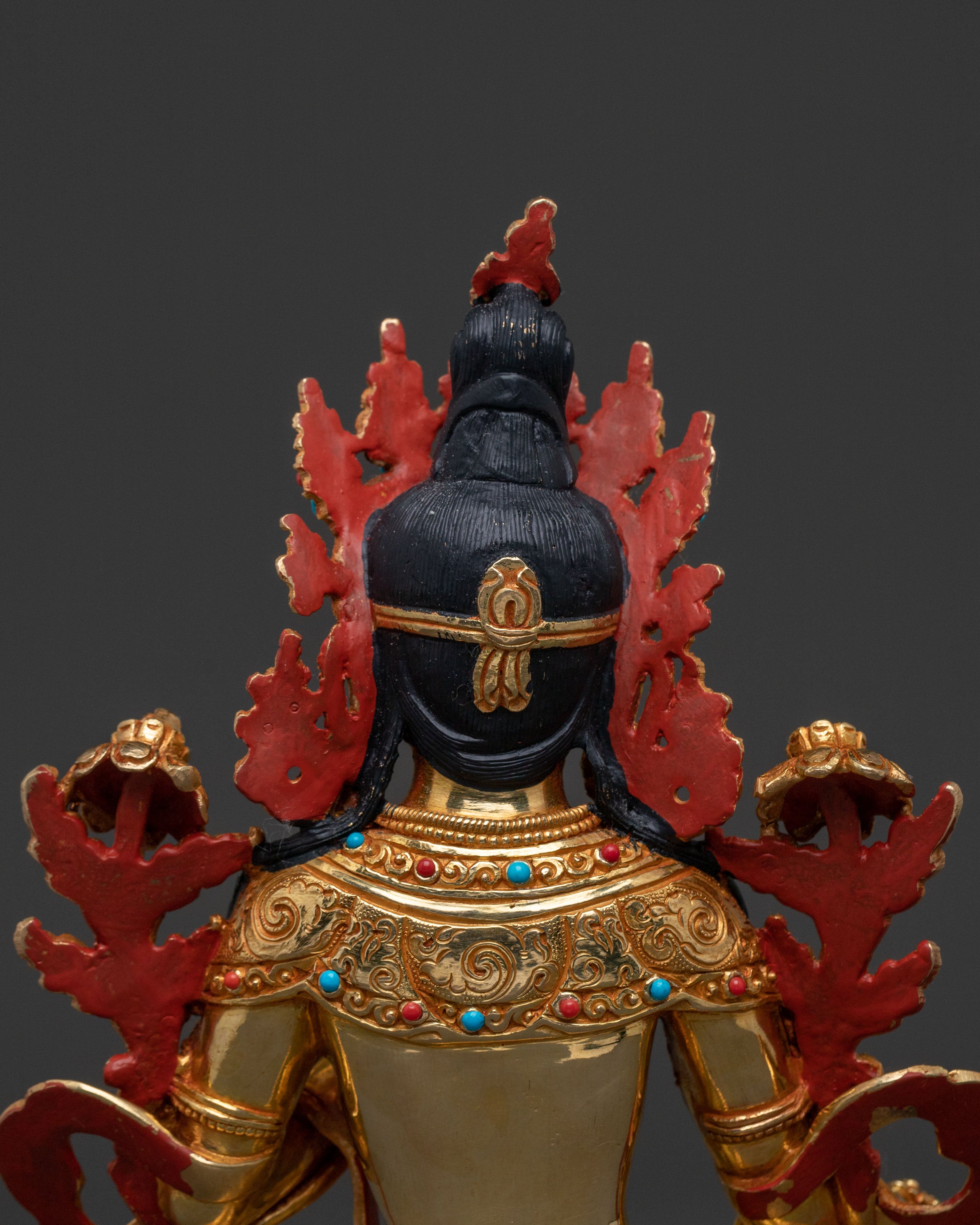 Green Tara Goddess Icon | 24K Gold Gilded Statue