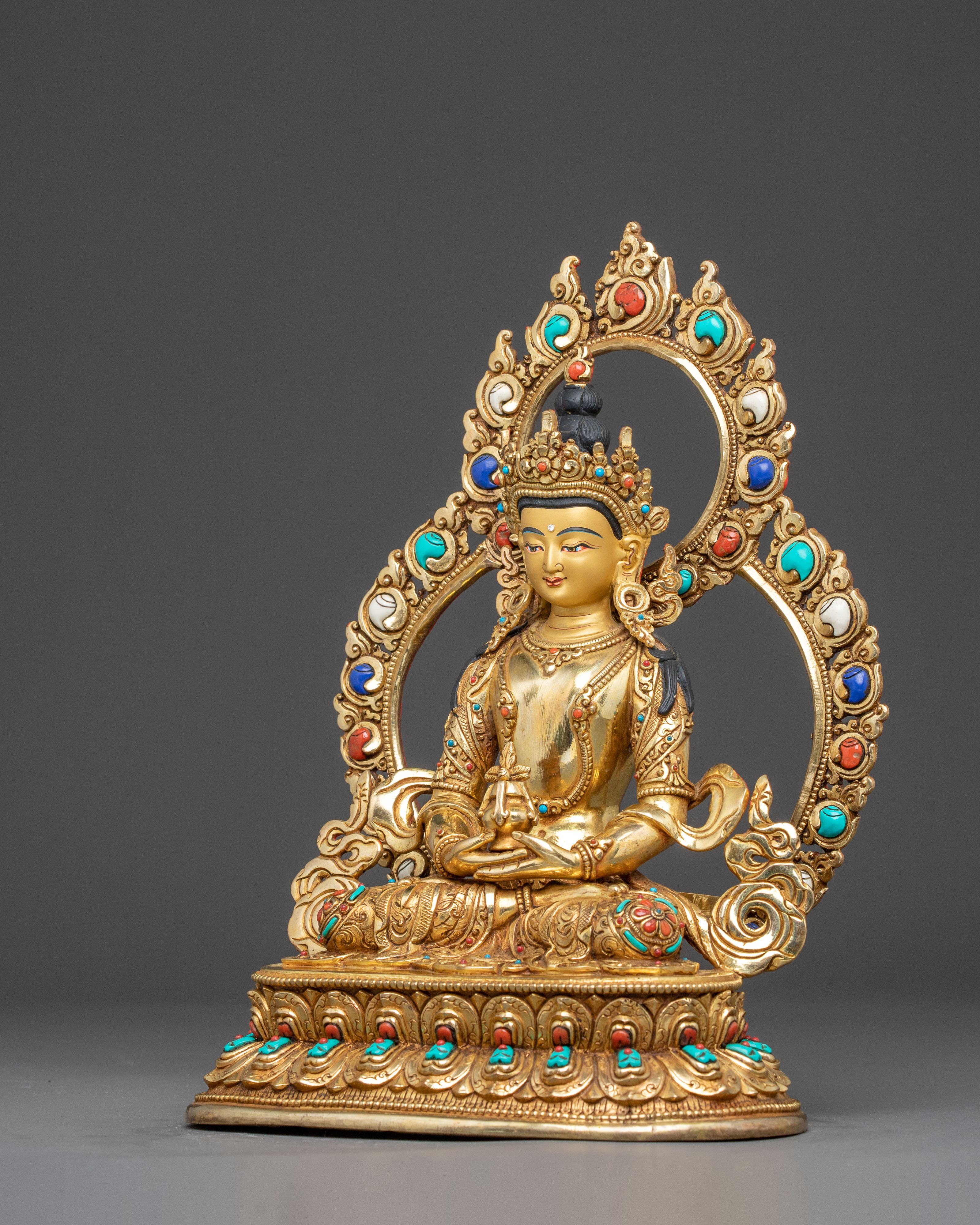 Handmade Amitayus Sacred Statue for Altar | Longevity, Healing and Spiritual Growth