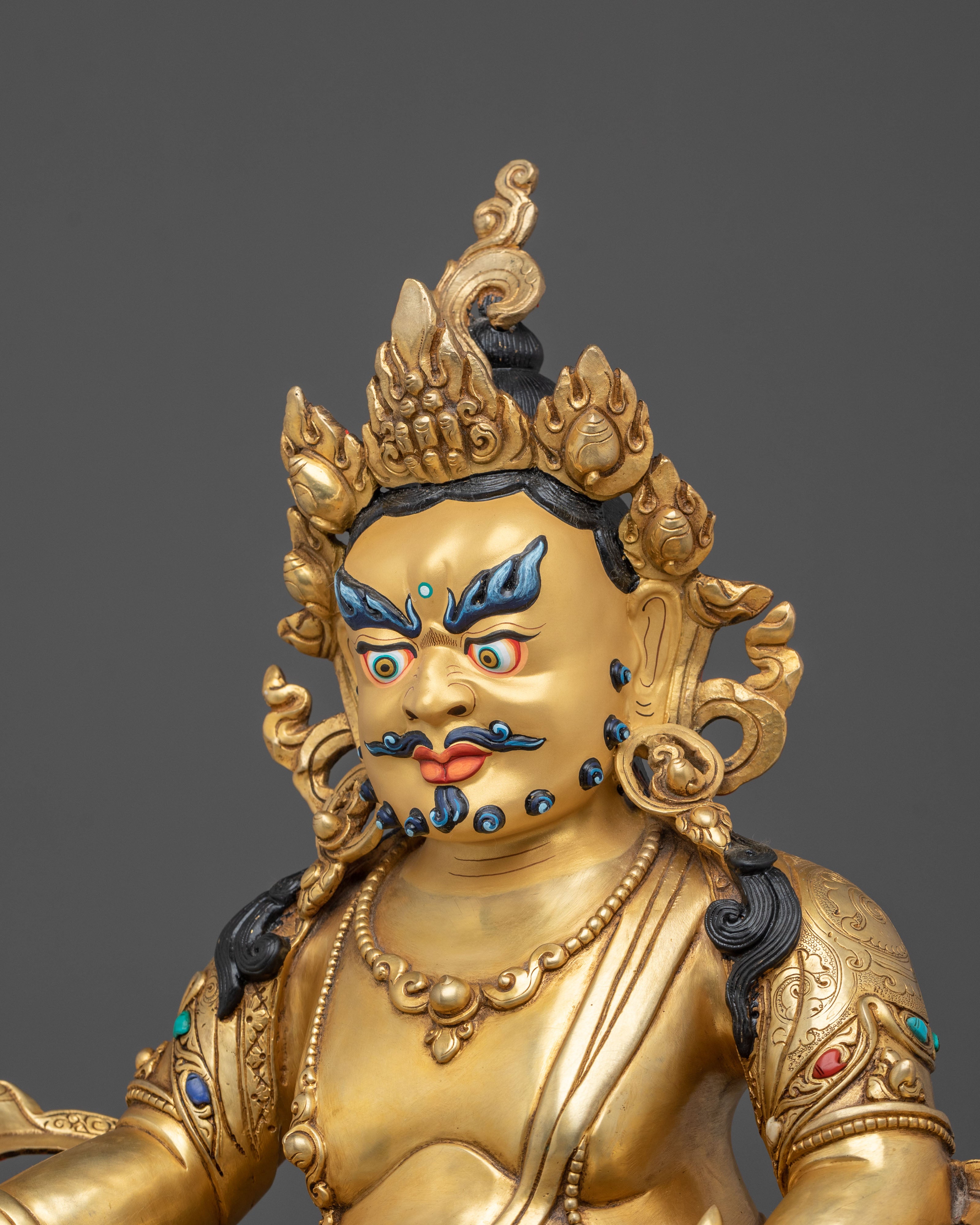 Dzambhala Sculpture | 24K Gold Gilded Wealth Deity