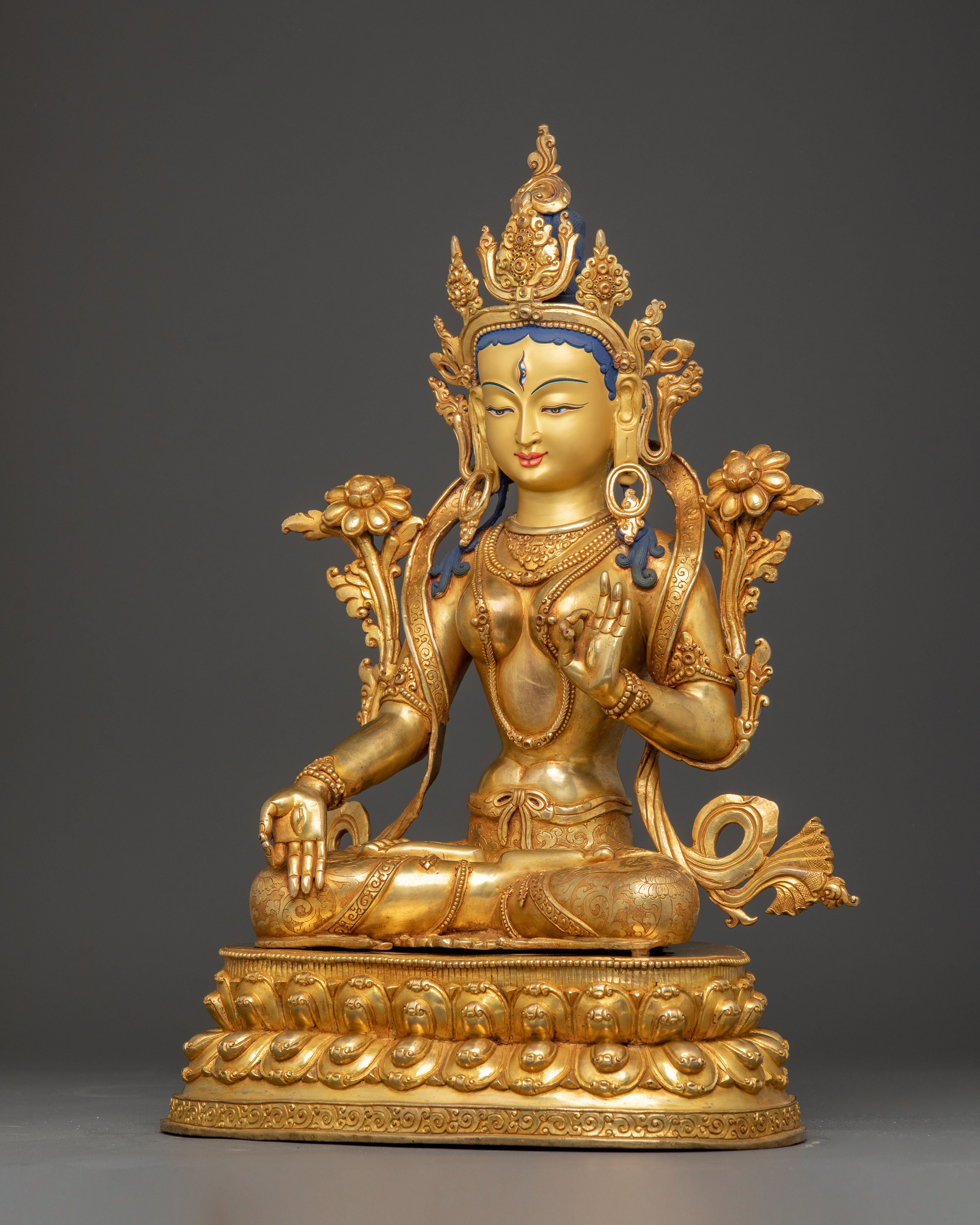Divine White Tara Statue: Seven Eyed Goddess