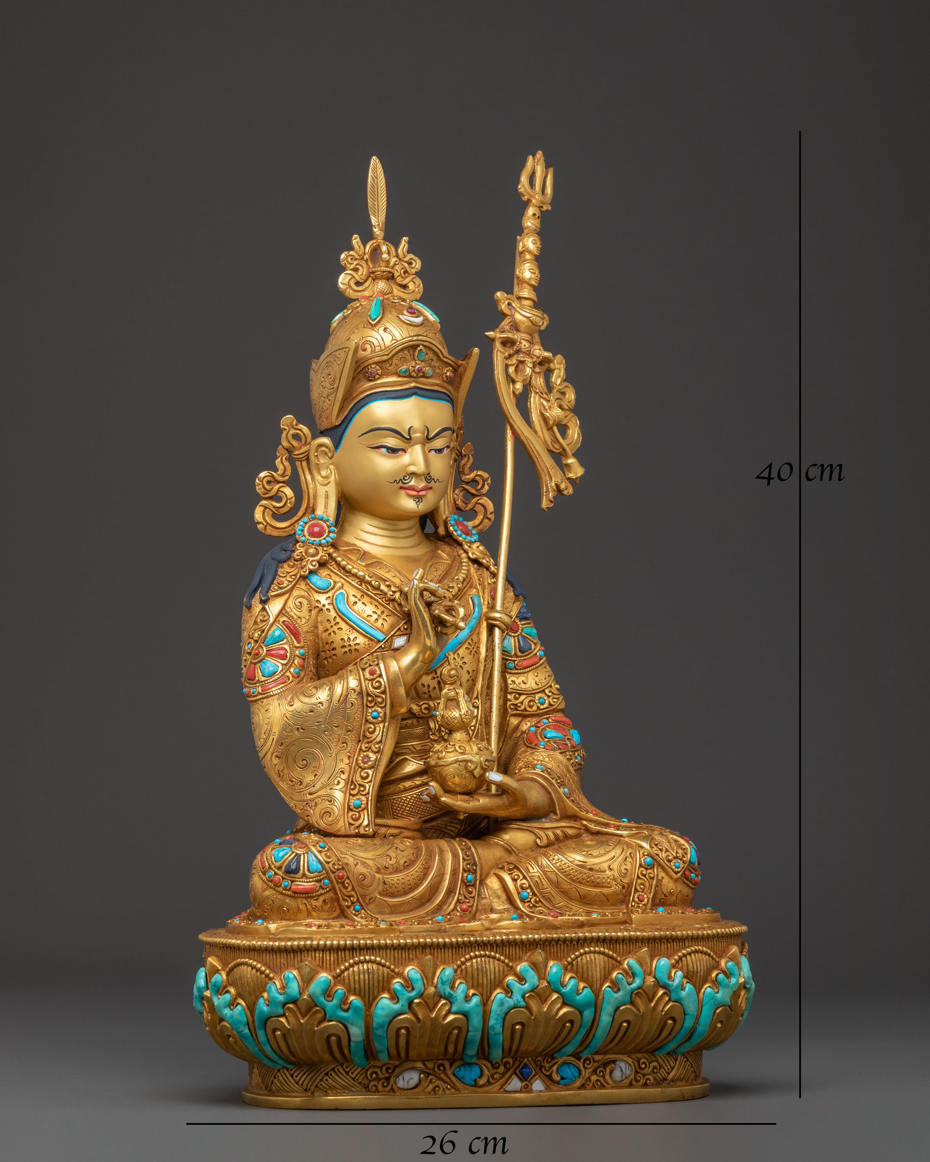 Guru Tsokye Dorje Spiritual Statue | 24k Gold Gilded Figure