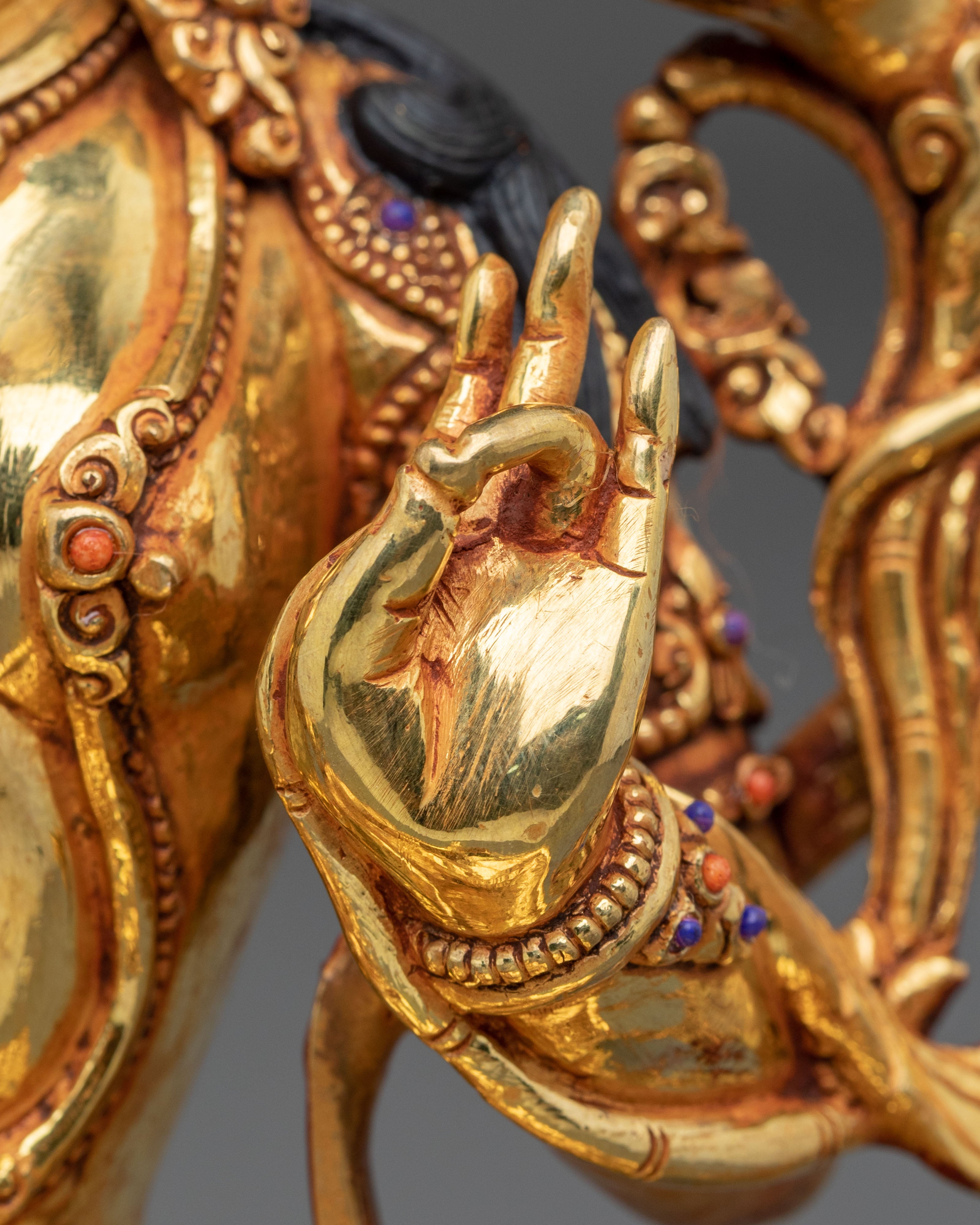 Green Tara 24K Gold Gilded Sculpture | Exquisite Copper Figurine