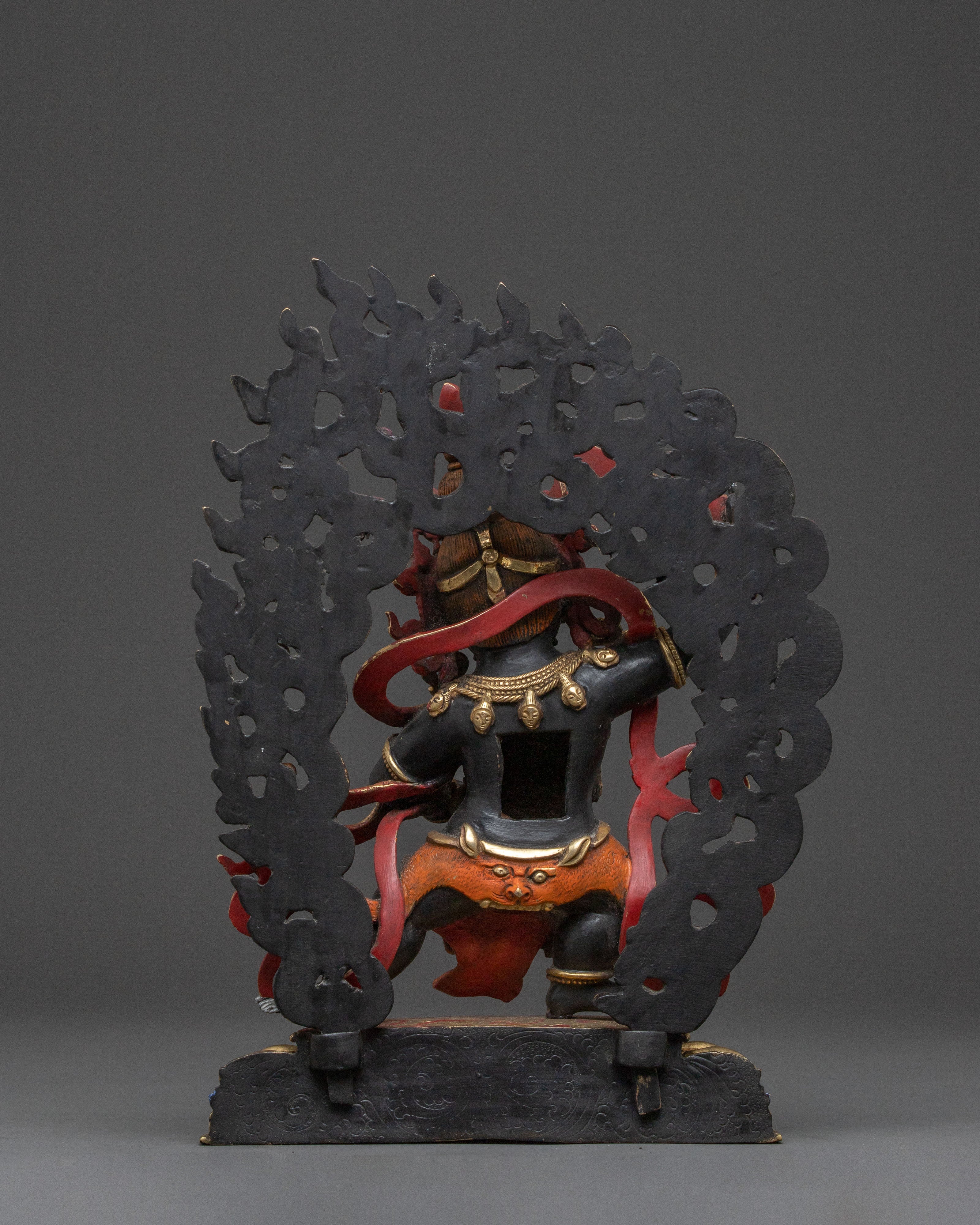 Wrathful Fortune Icon Black Dzambhala Statue: Handcrafted Sacred Protector