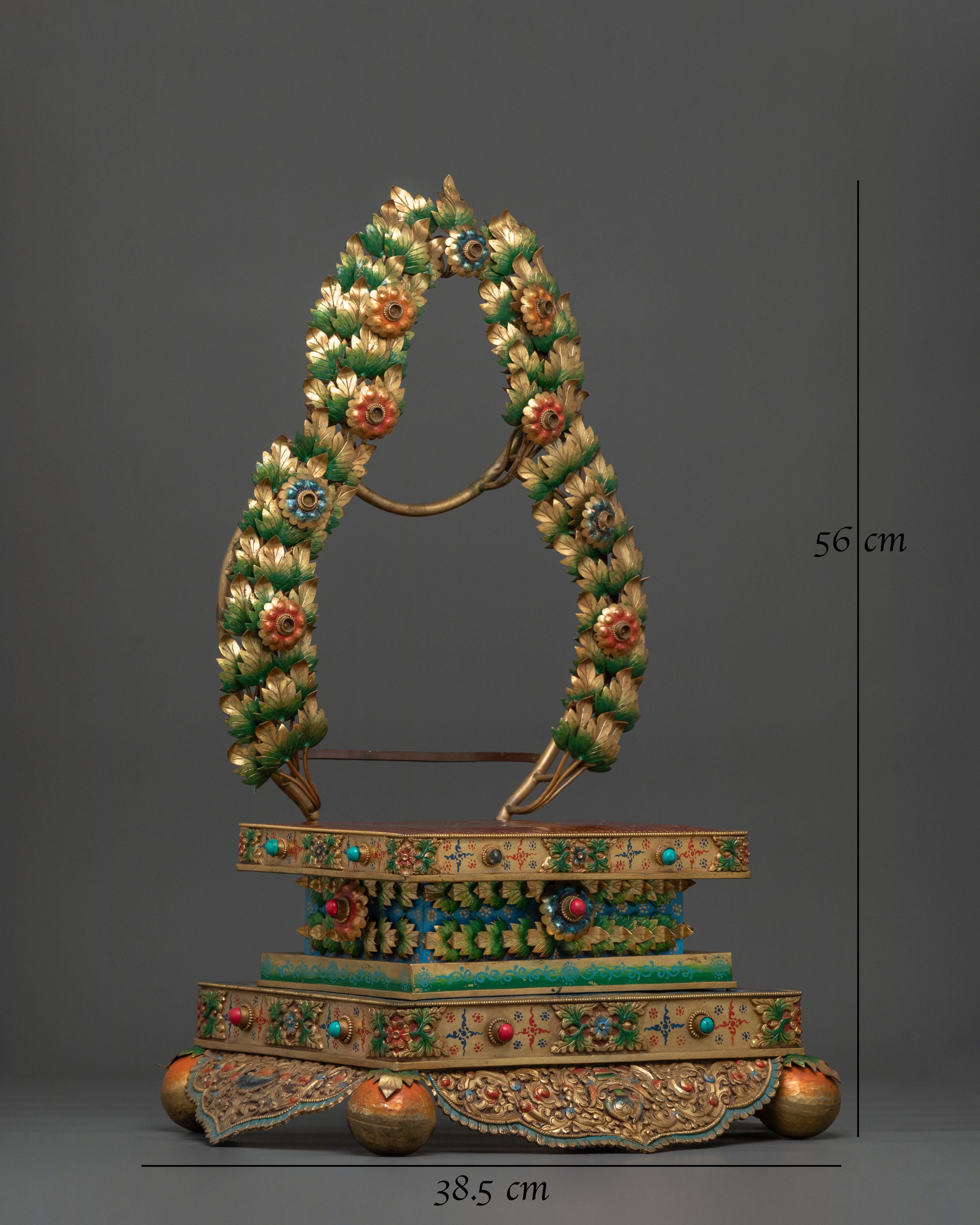 Handcrafted Buddhist Throne: Nepalese Artistry