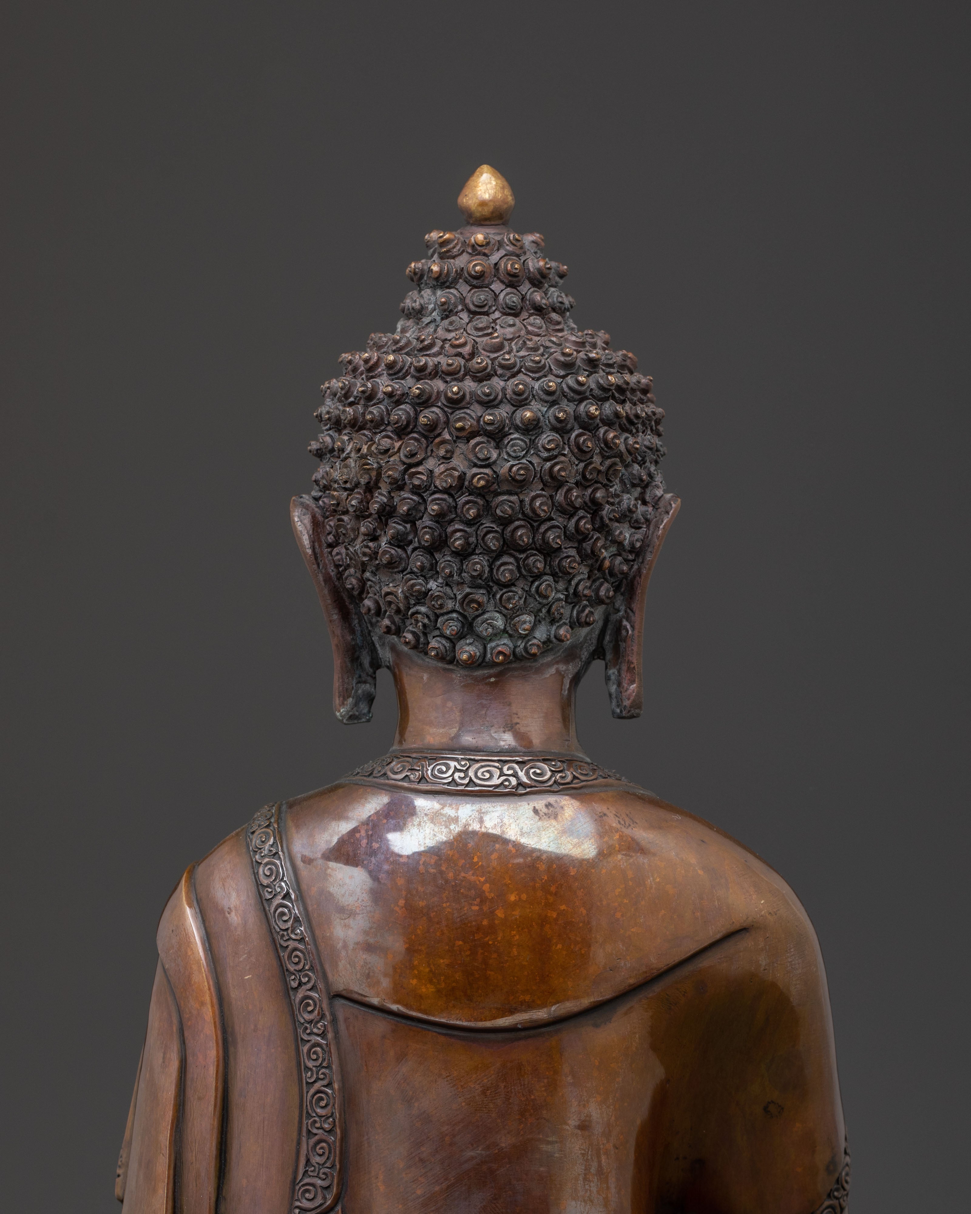 Amitabha Buddha Statue Infinite Light in Oxidized Copper