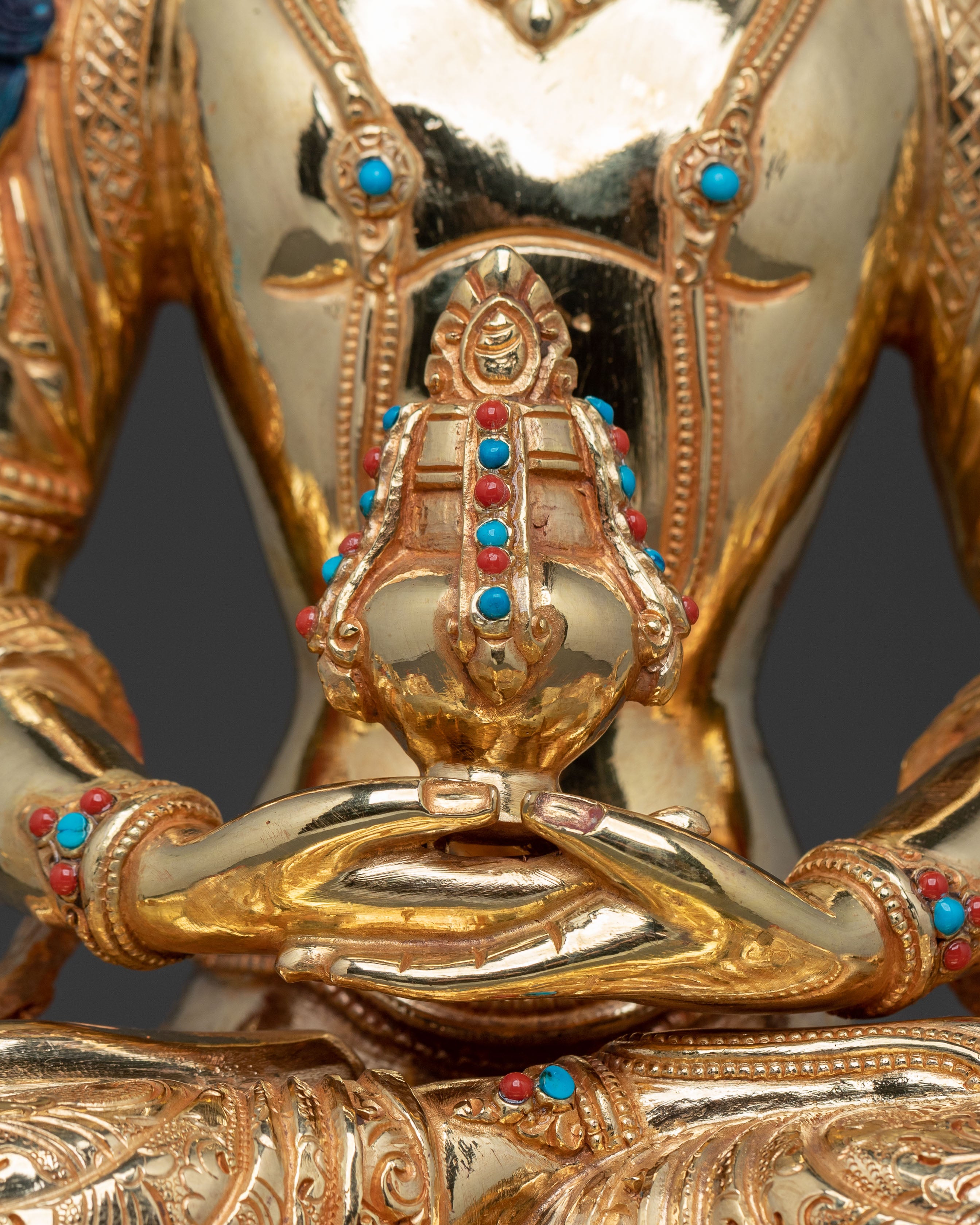 Amitayus Buddha Immortality Statue, Gold Gilded