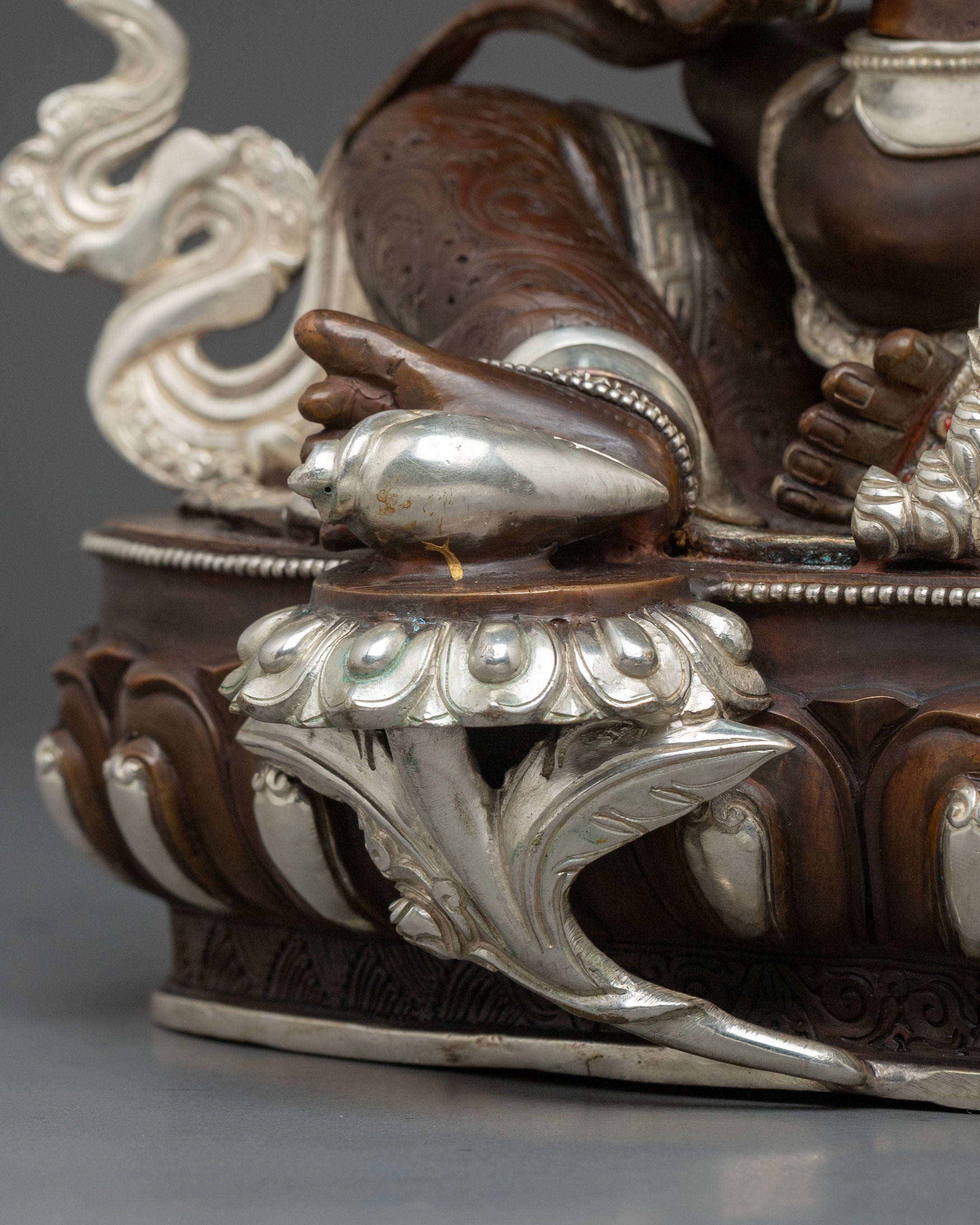 Red Dzambhala Statue | Oxidized Copper Wealth Deity