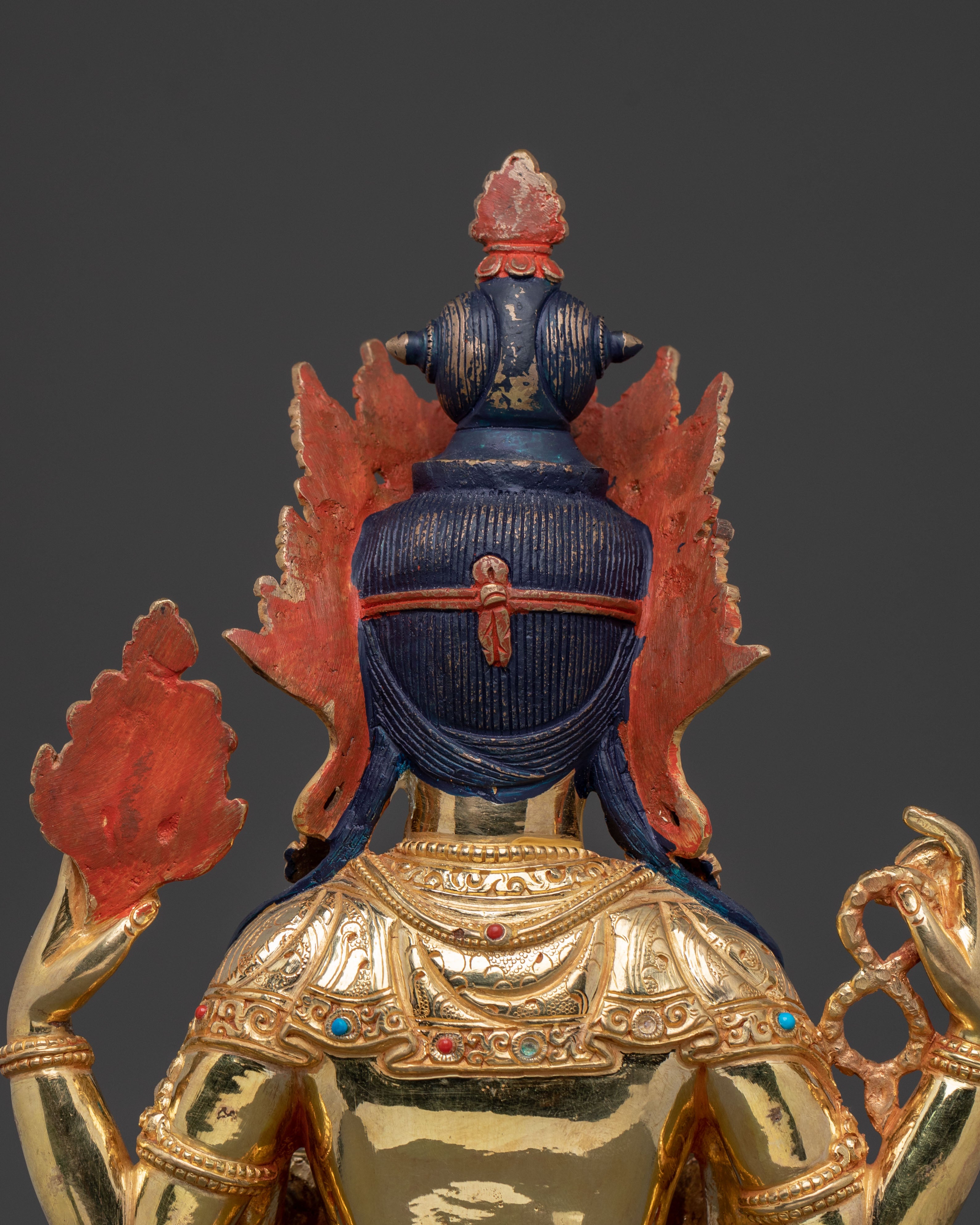 Chenrezig Statue: 24K Gold Gilded Figurine