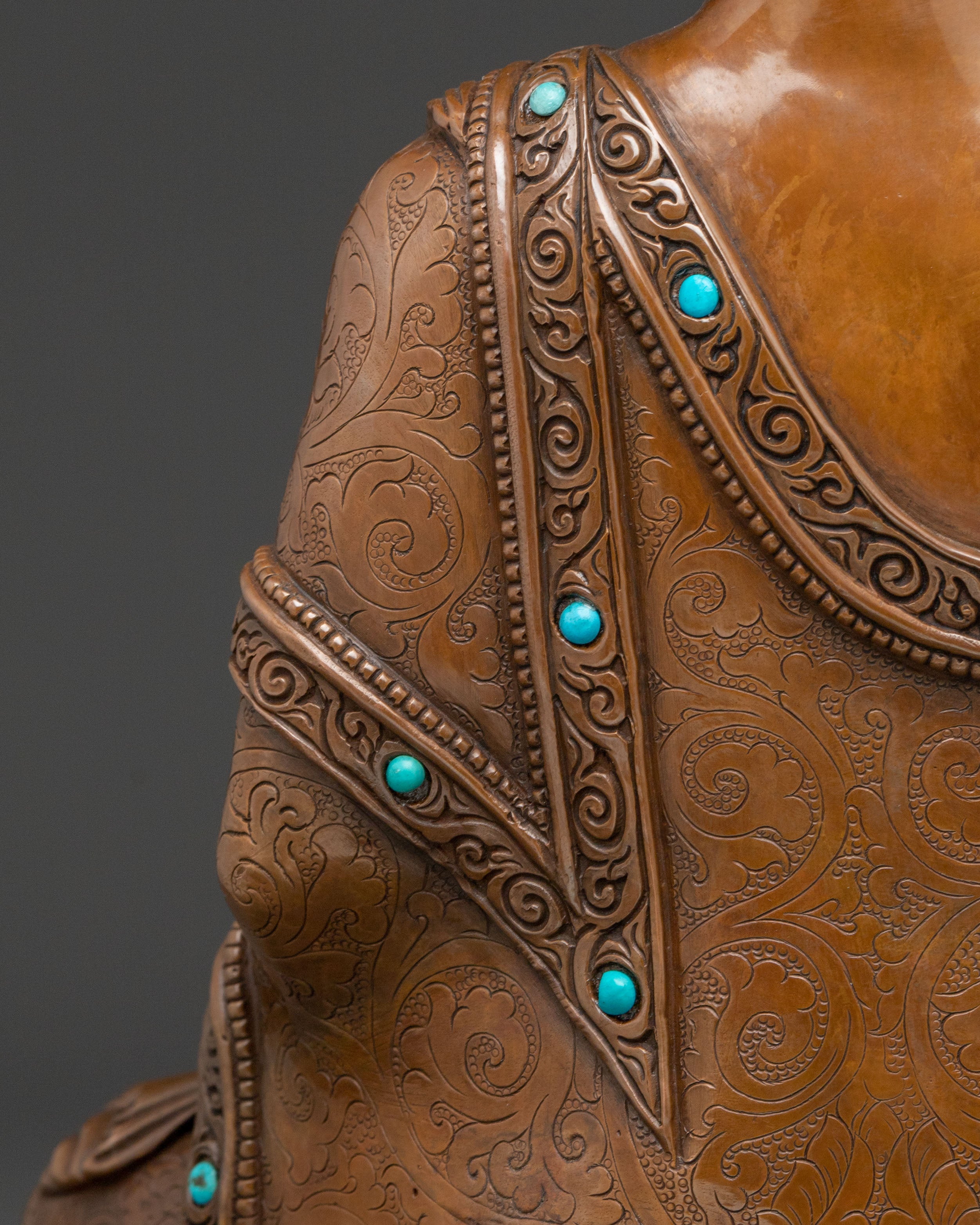 Medicine Buddha Statue: Oxidized Copper Healer Buddha Sculpture