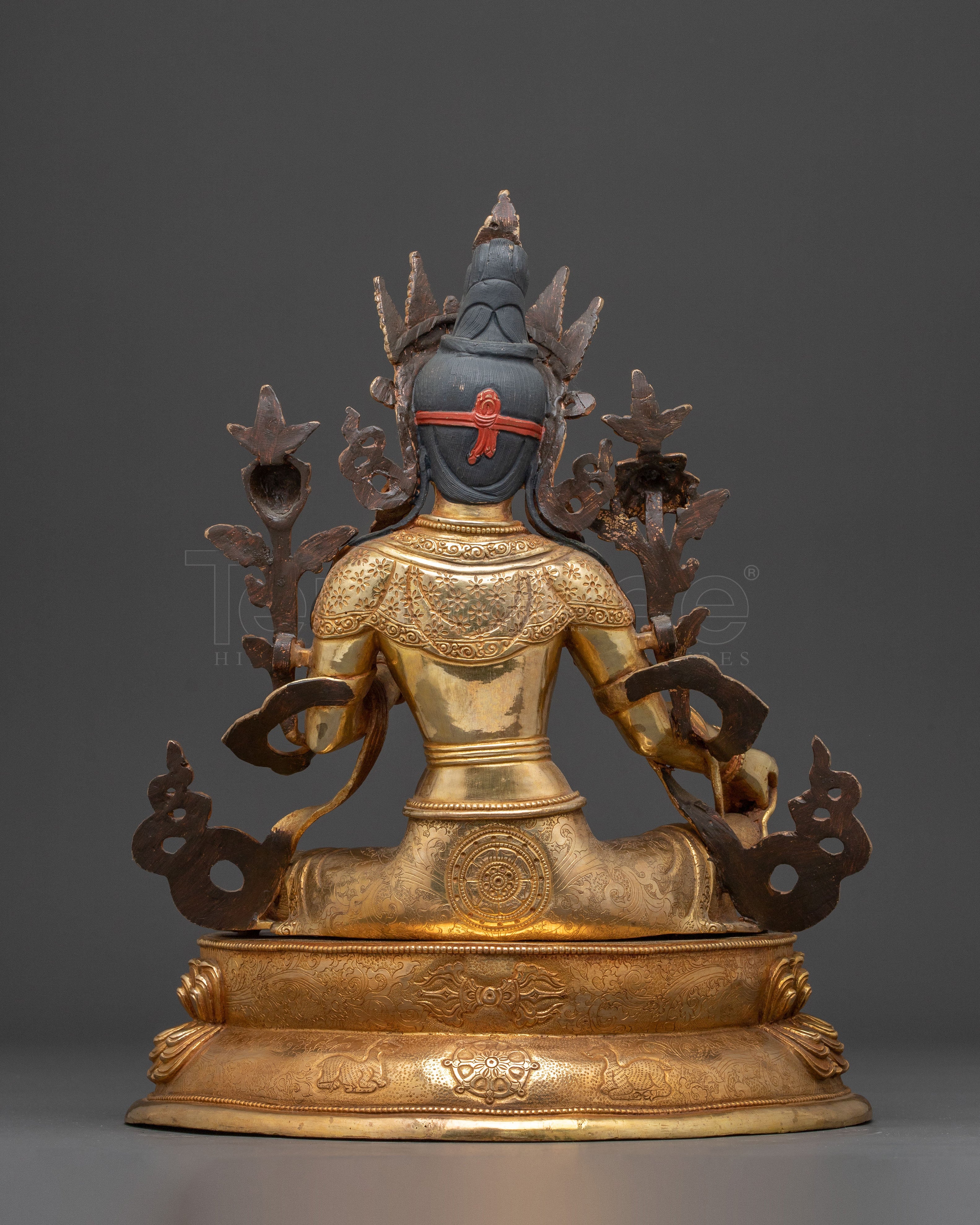 Sacred Compassion Goddess Green Tara Statue – 24K Gilded Radiance