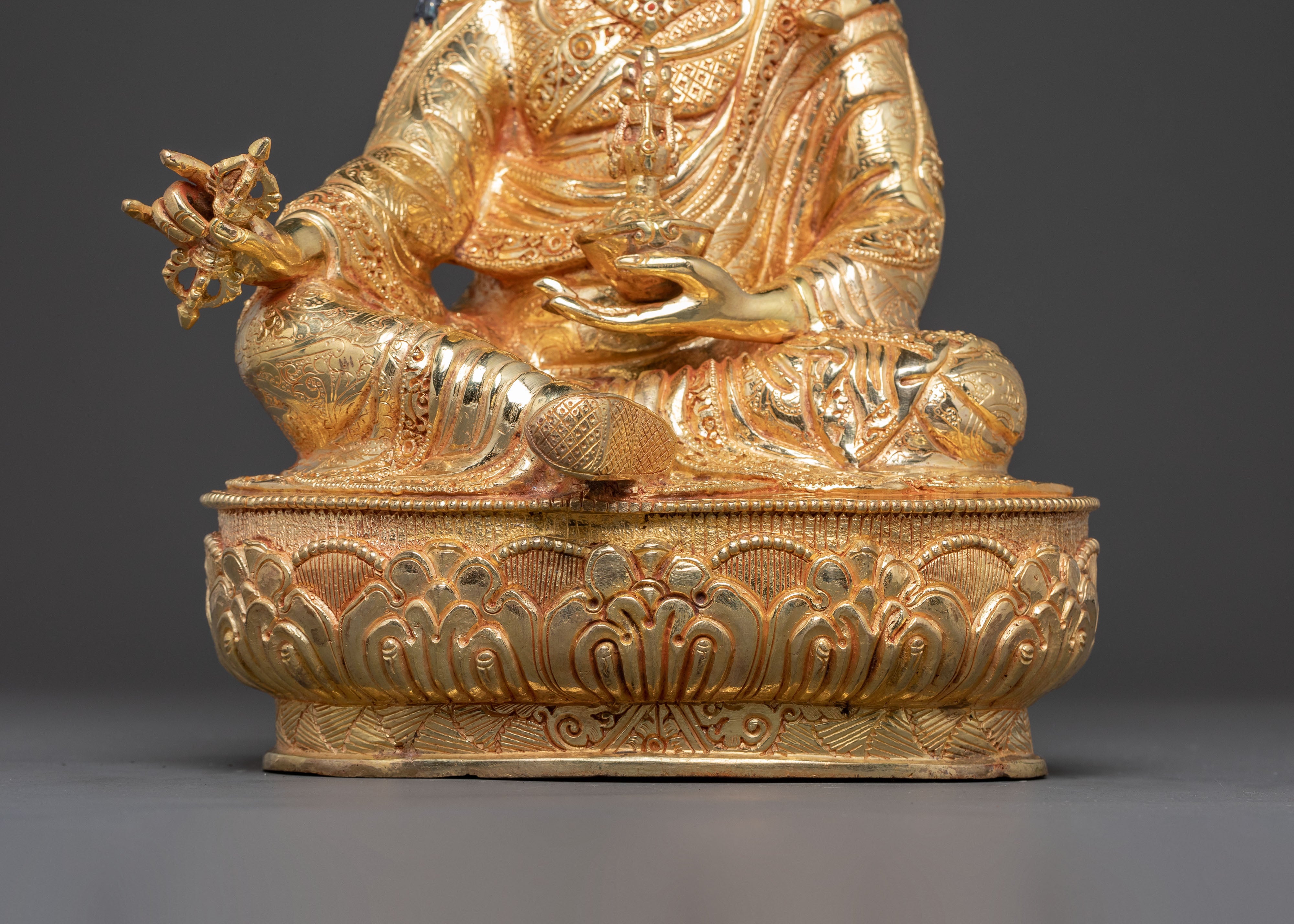 Handmade Guru Rinpoche Golden Statue | Meditation & Blessings