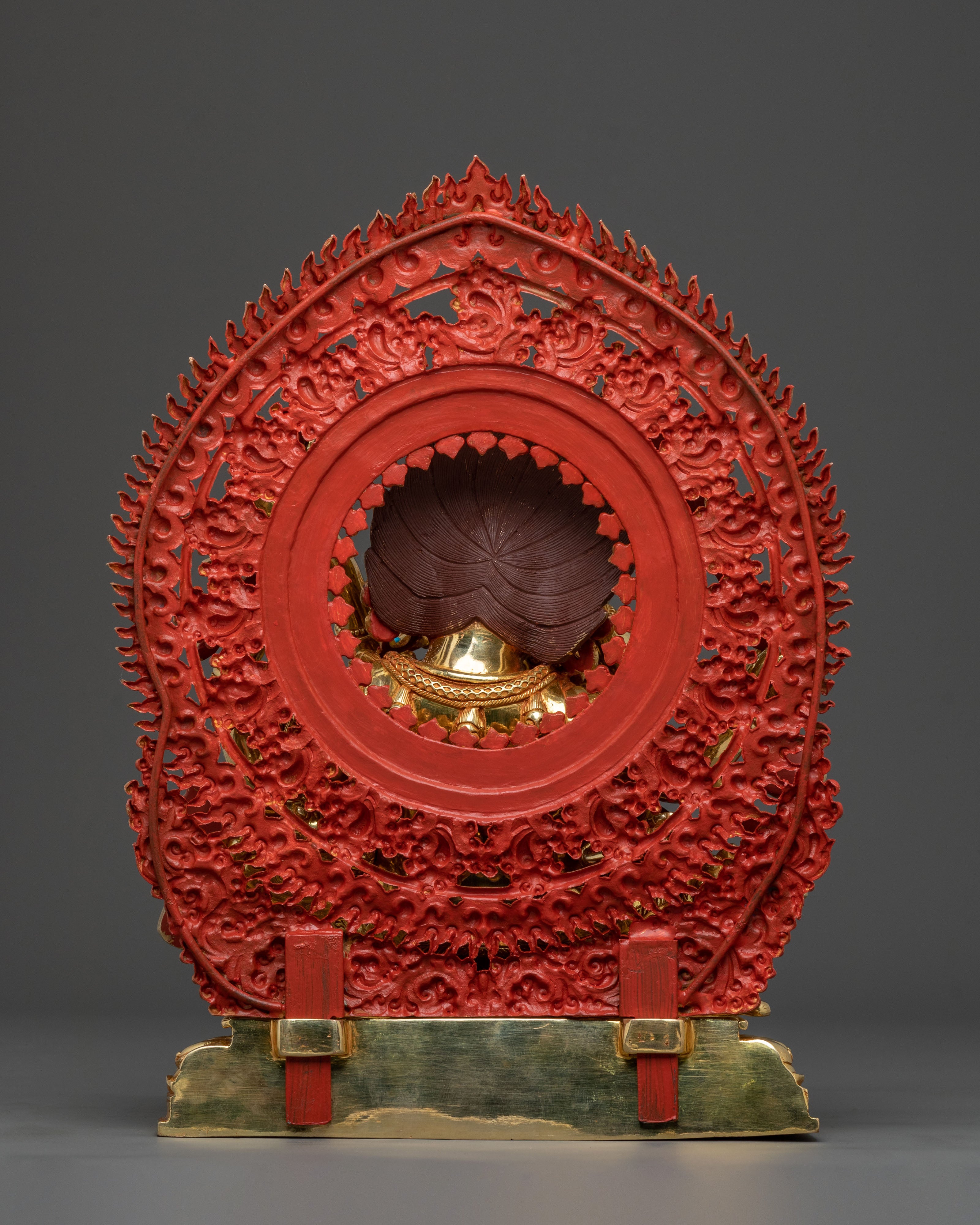 Chaturbhuja Mahakala Statue with Consort | Golden Figure