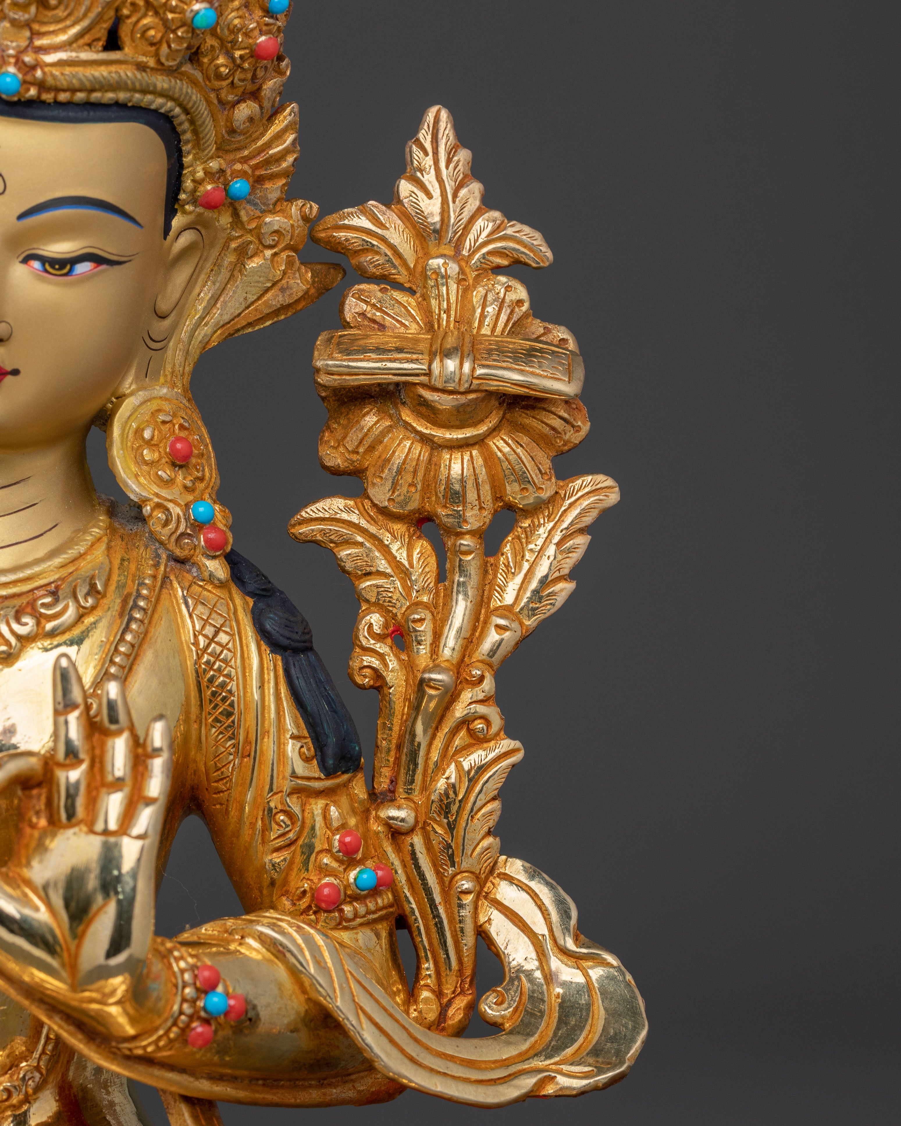 Manjushri 24k Gold Golden Statue | Wisdom and Insight
