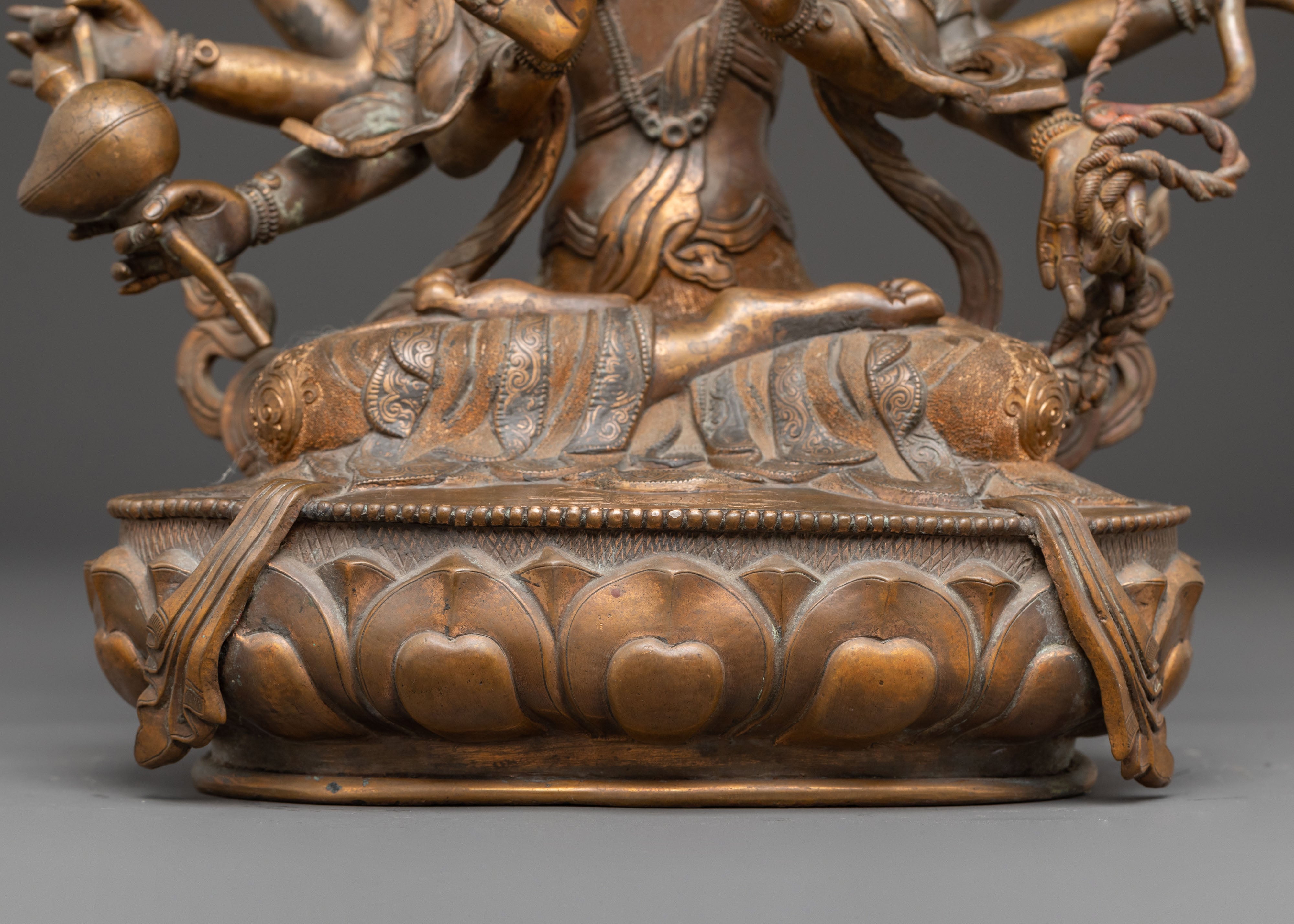 Tibetan Dhoja Devi Deity Statue - Antique Finish Copper