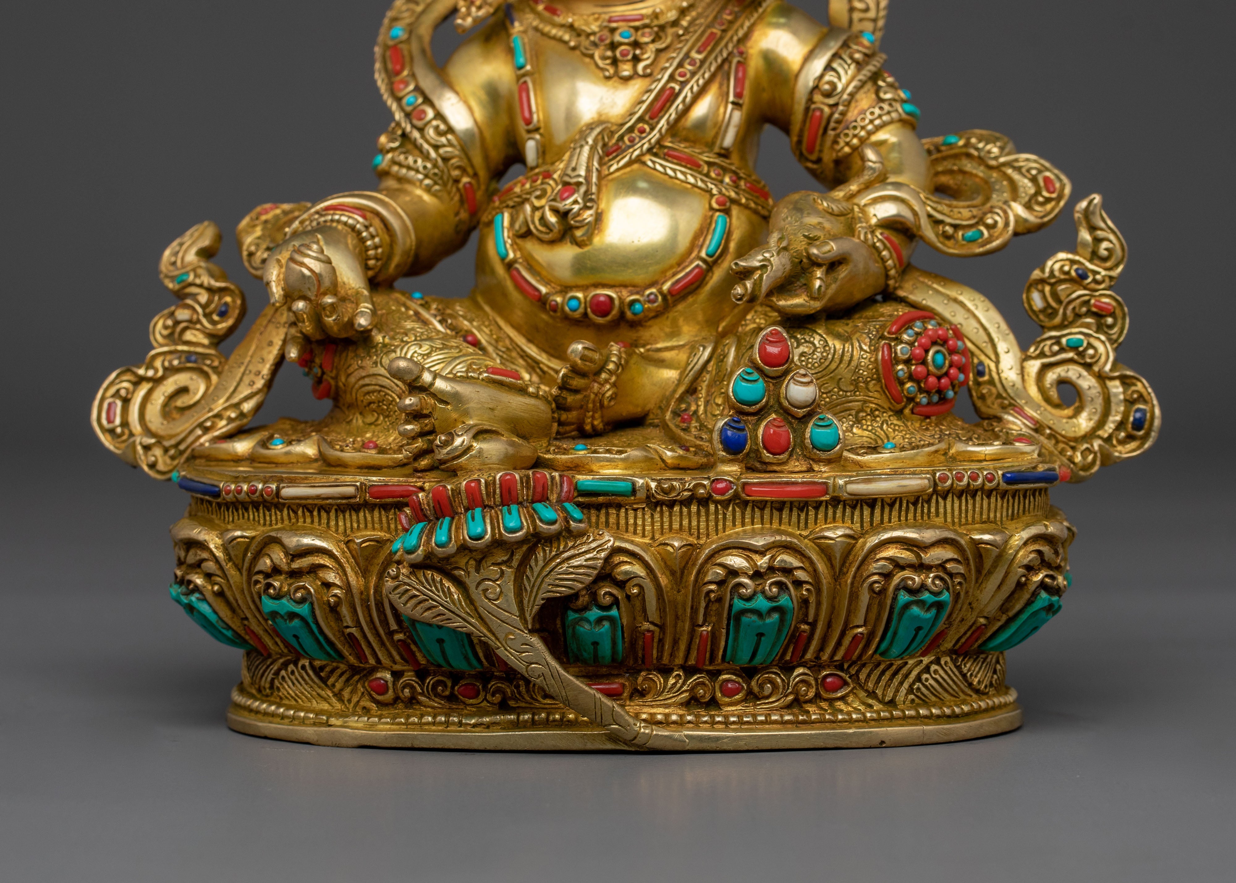 Golden Dzambhala Statue | Himalayan Sacred Figurine