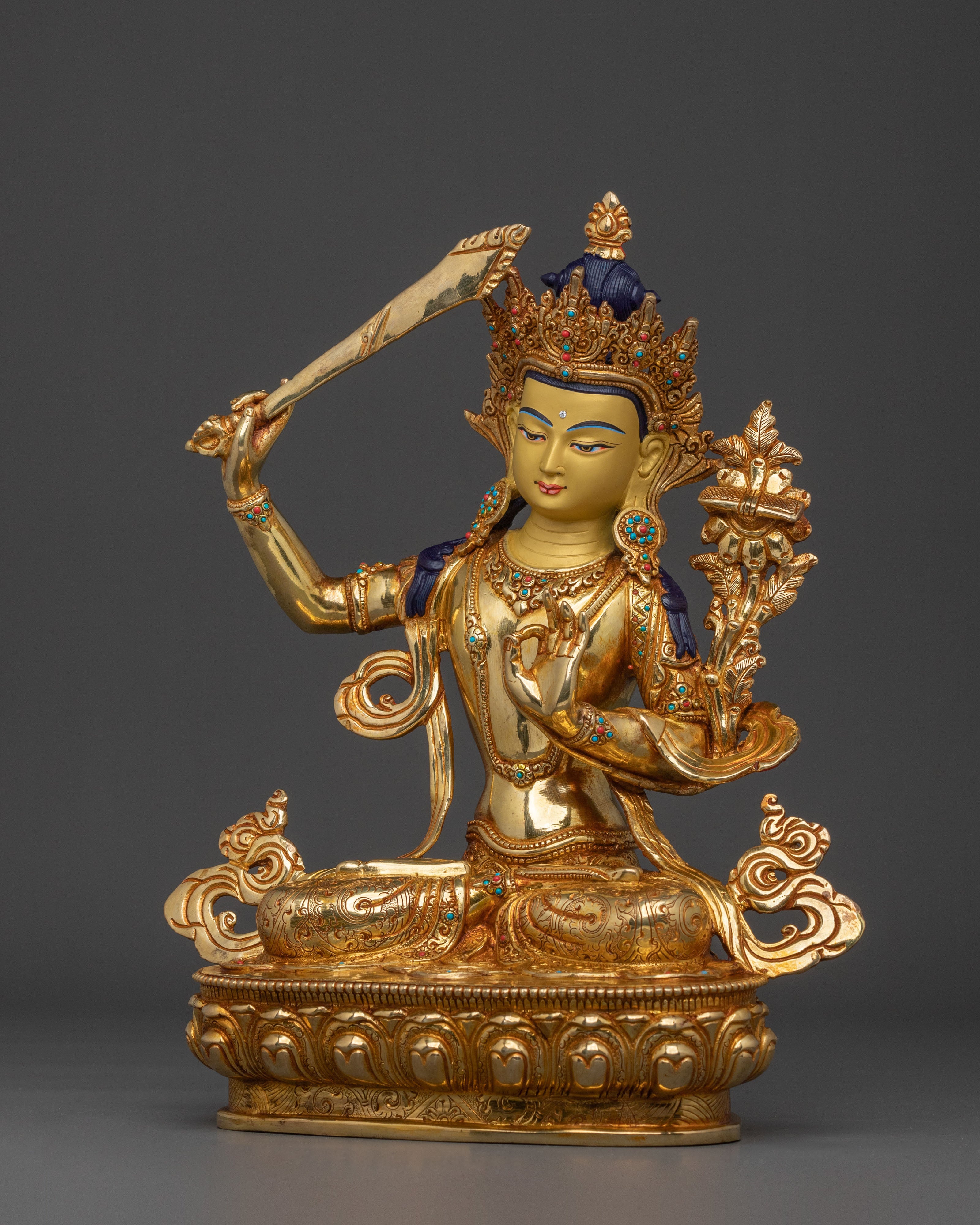 Manjughoṣa Golden Statue | Tibetan Buddhist Protector